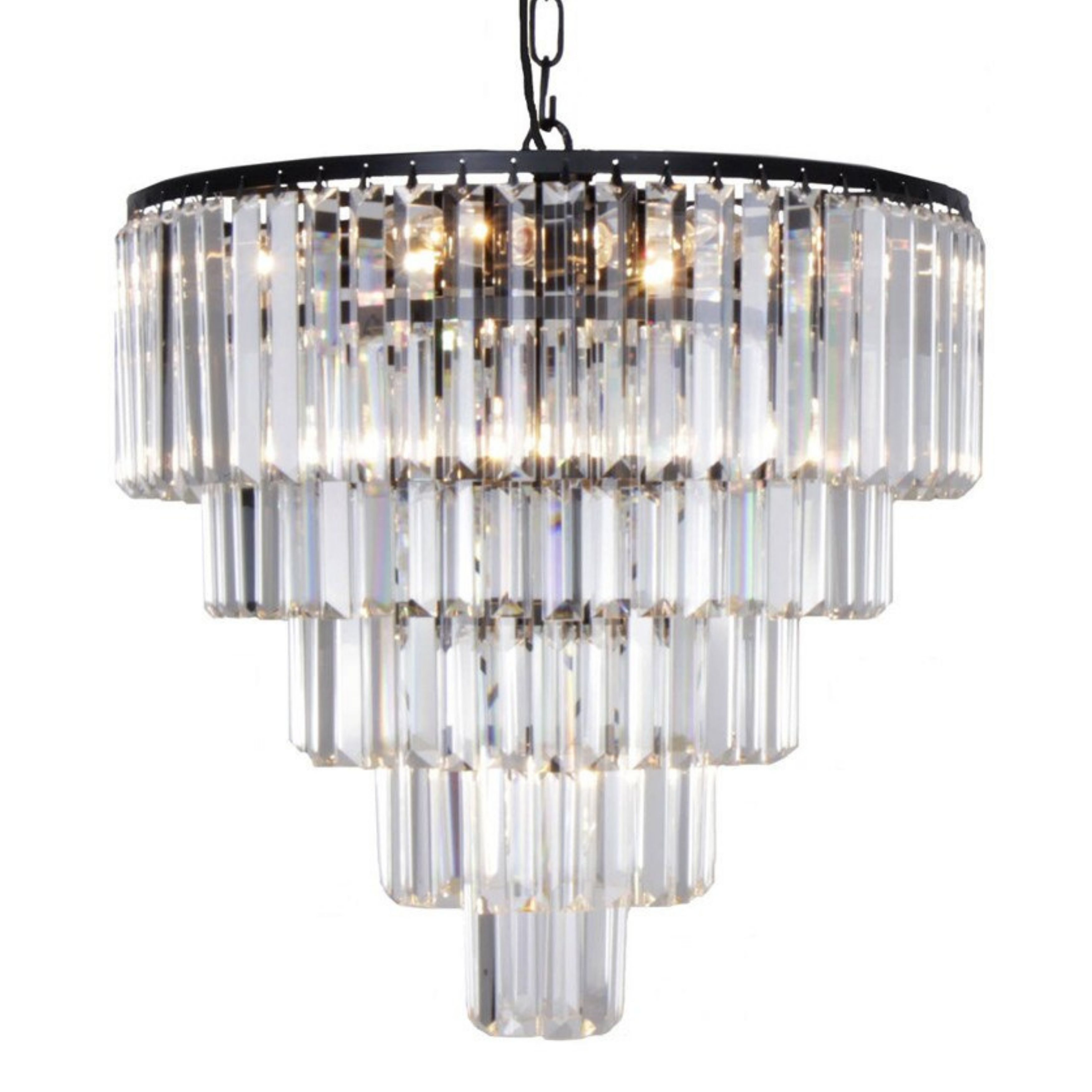 Celestial 5 Tier Black Crystal Pendant Chandelier