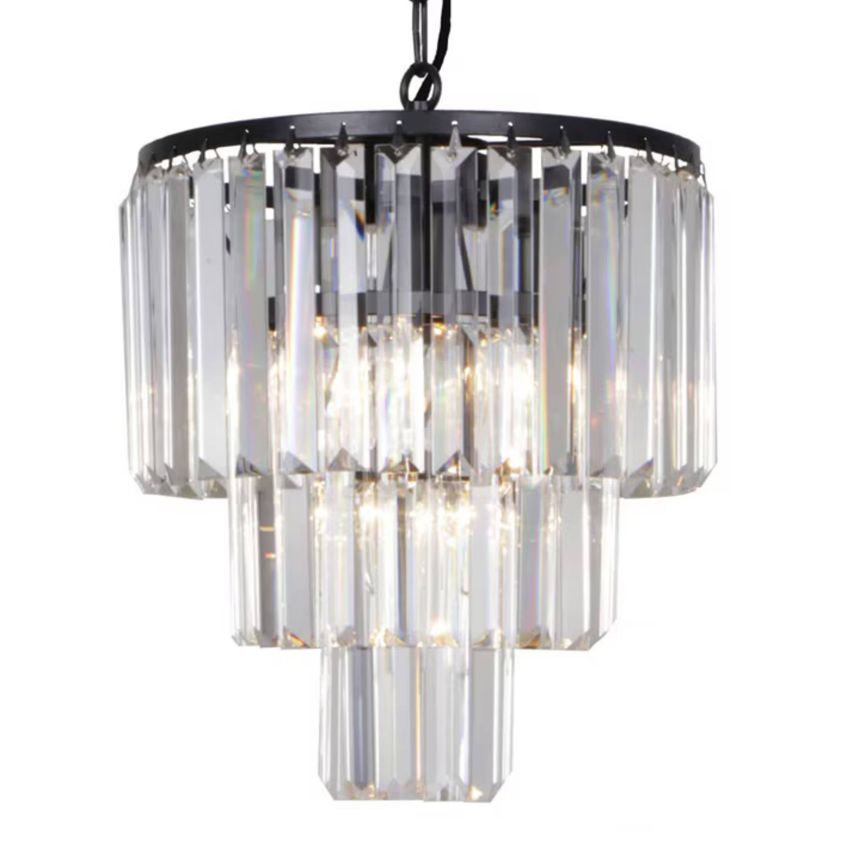Celestial 3 Tier Black Crystal Pendant Chandelier