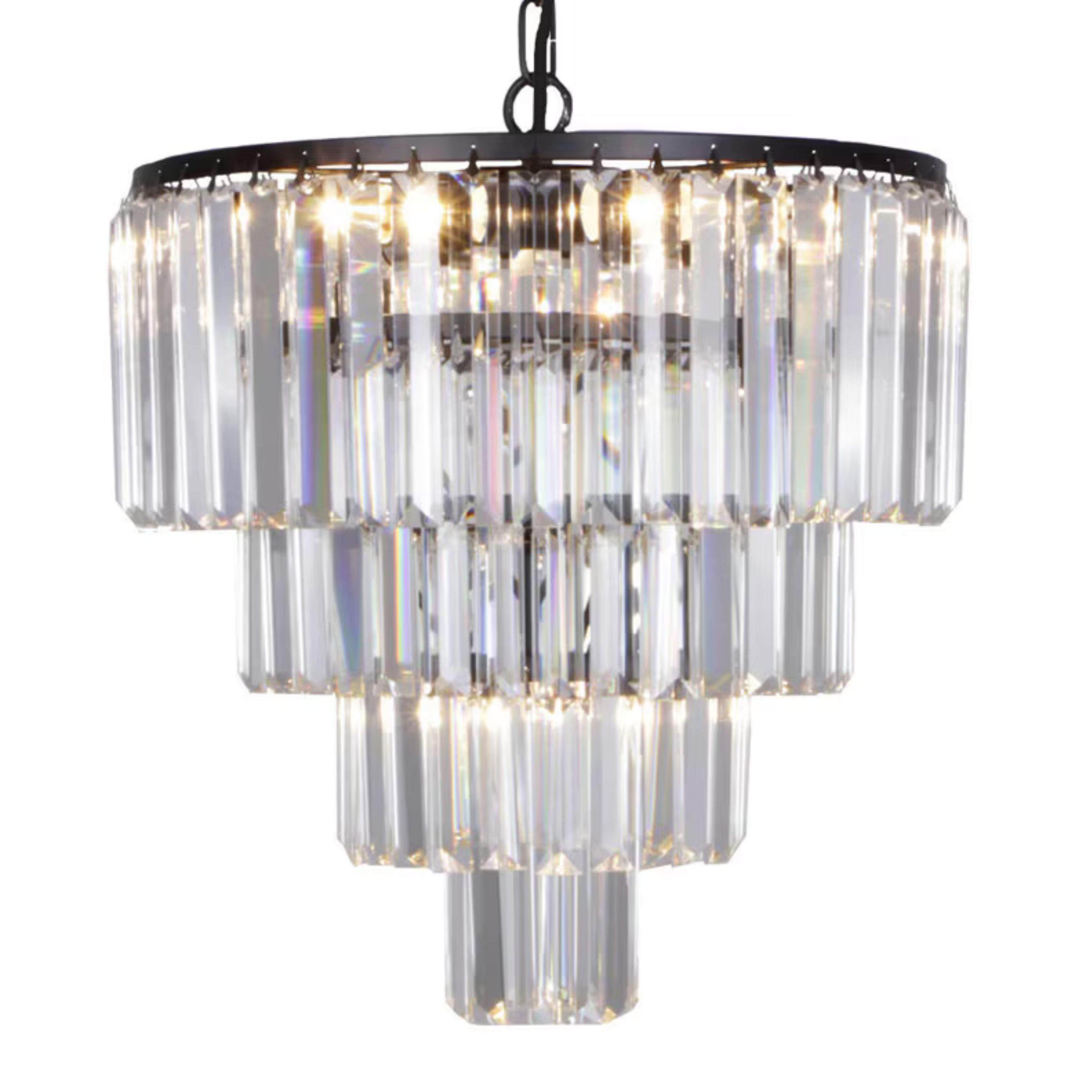Celestial 4 Tier Black Crystal Pendant Chandelier
