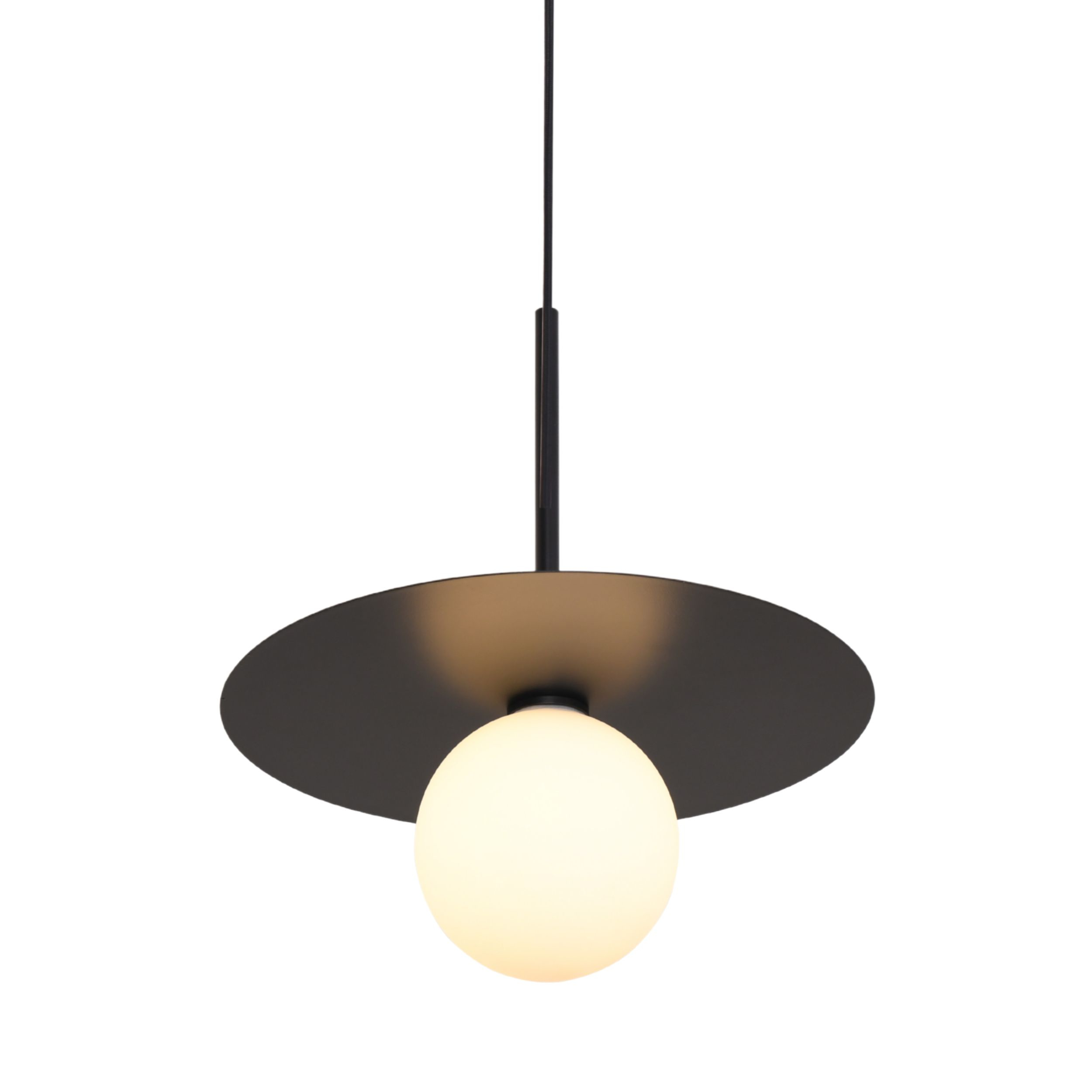 Orb Disc Black Pendant Light