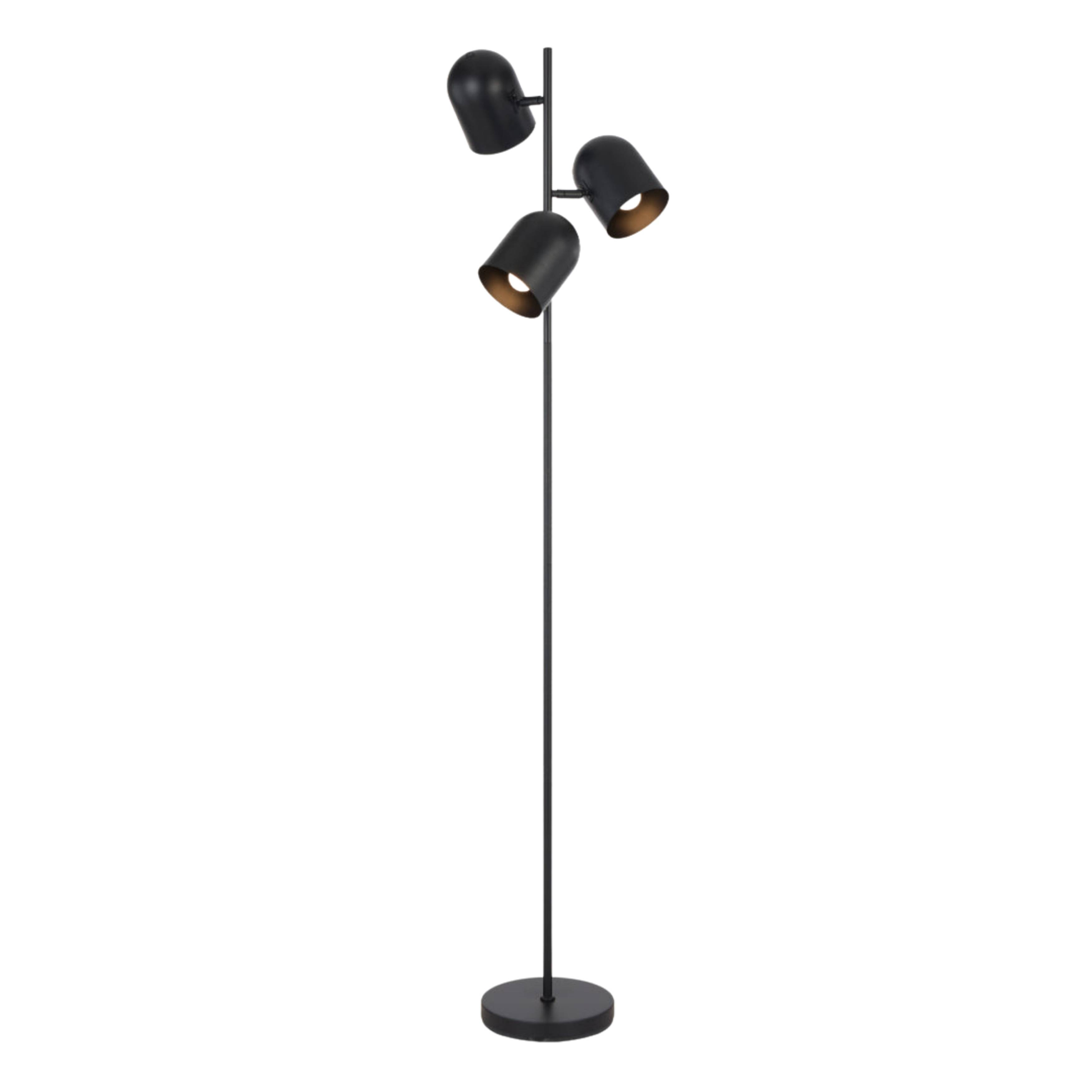 Acton 3 Light Satin Black Modern Floor Lamp