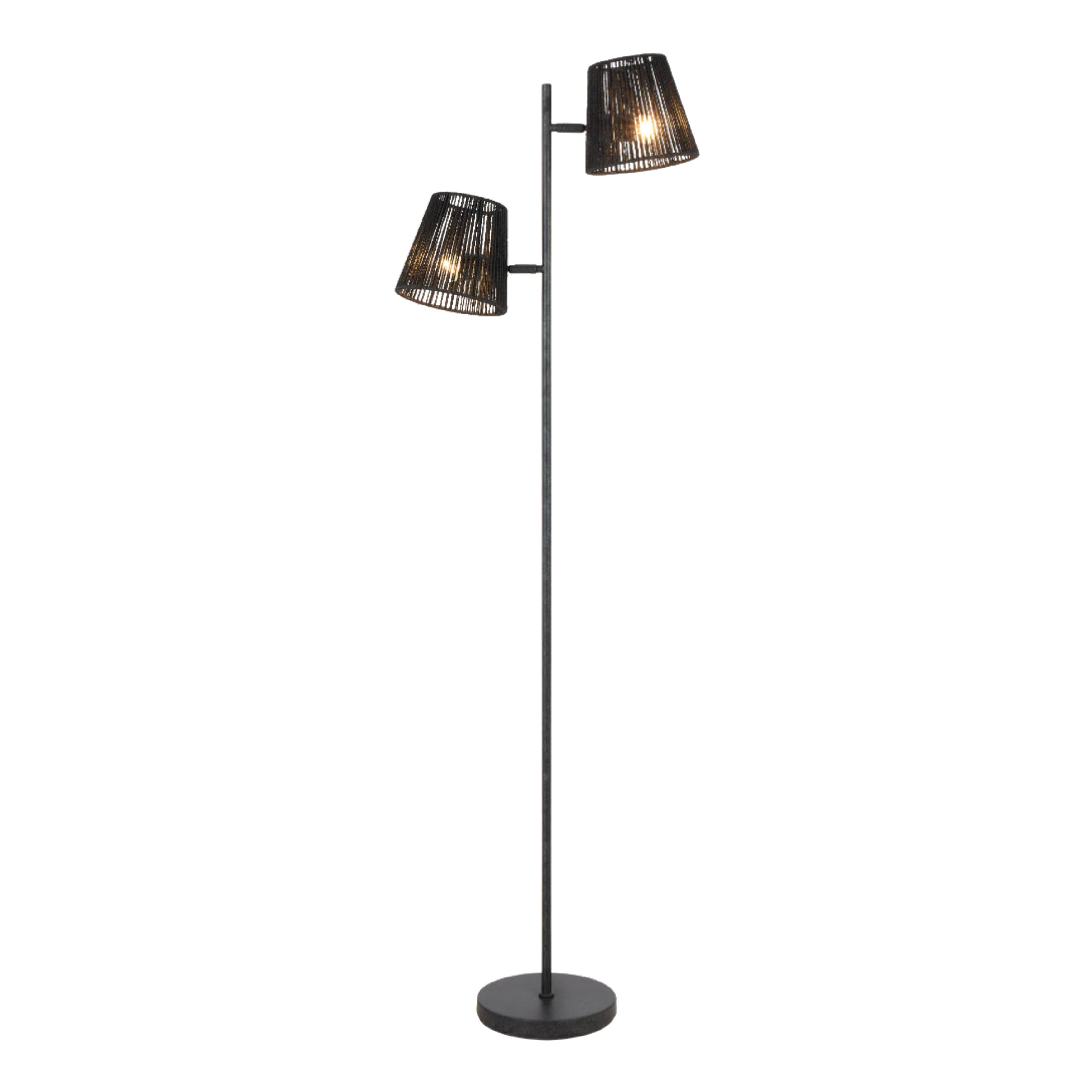 Aluva 2 Light Gunmetal Patina Boho Floor Lamp