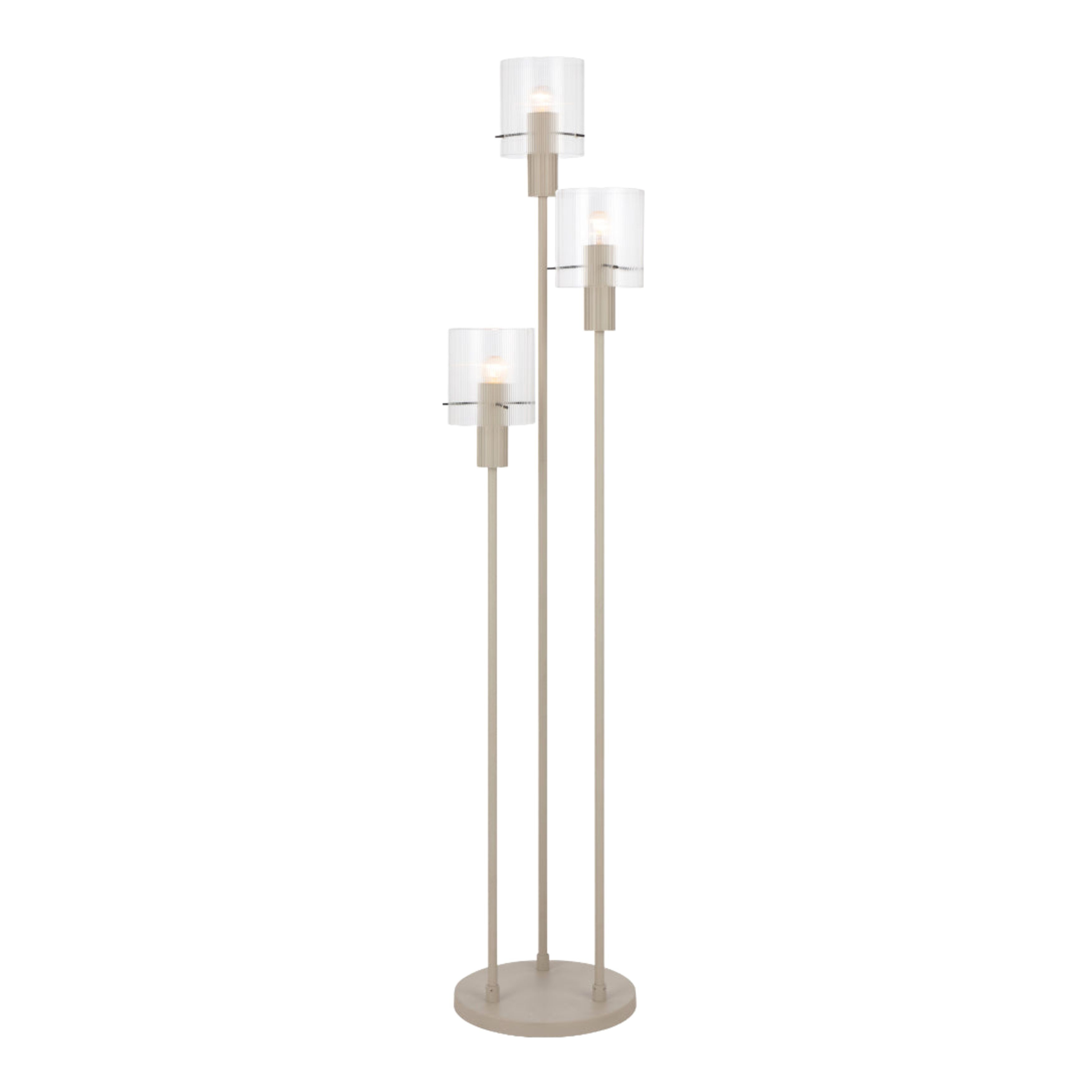 Bamenda 3 Light Satin Grey Ribbed Glass Floor Lamp