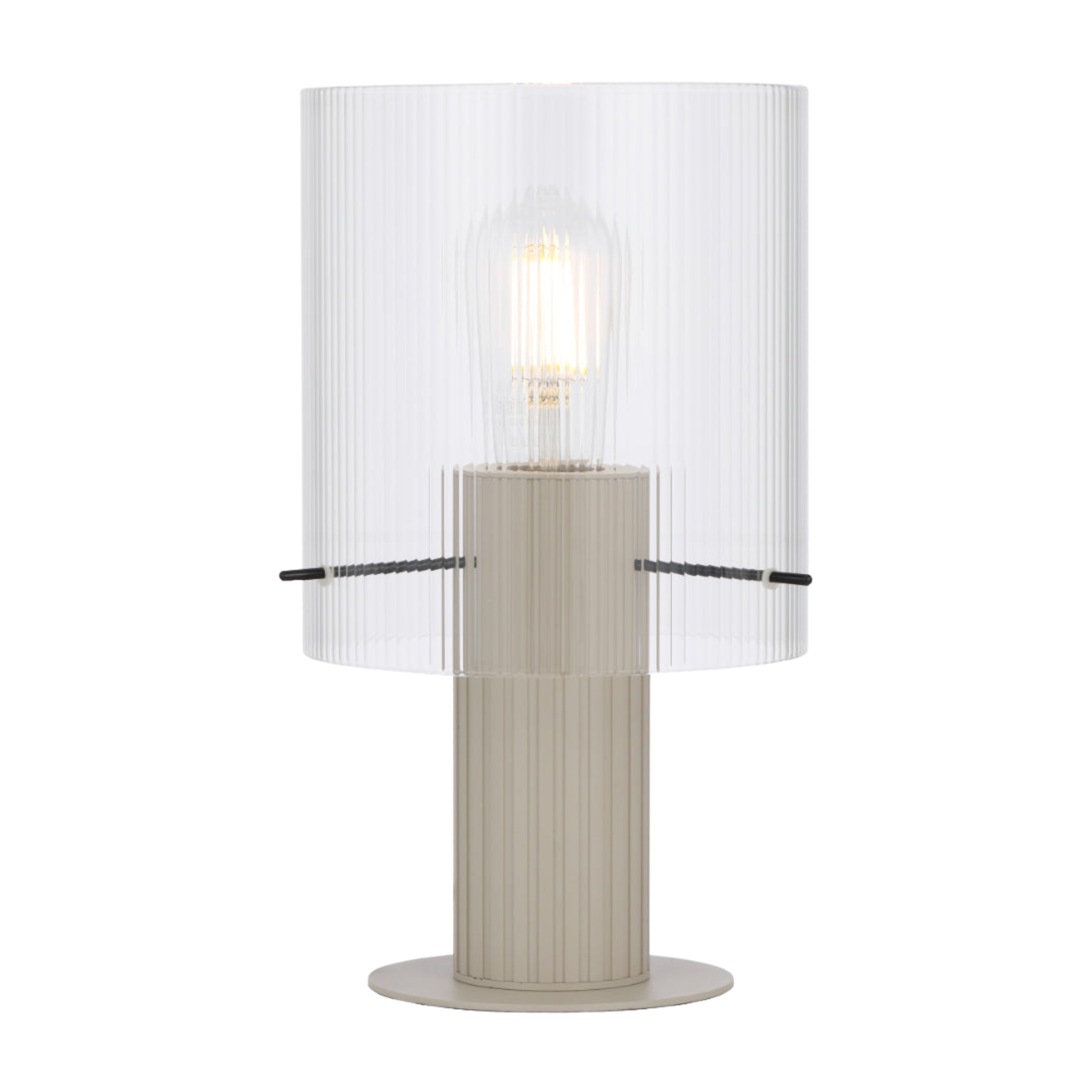 Bamenda Satin Grey Ribbed Glass Table Lamp