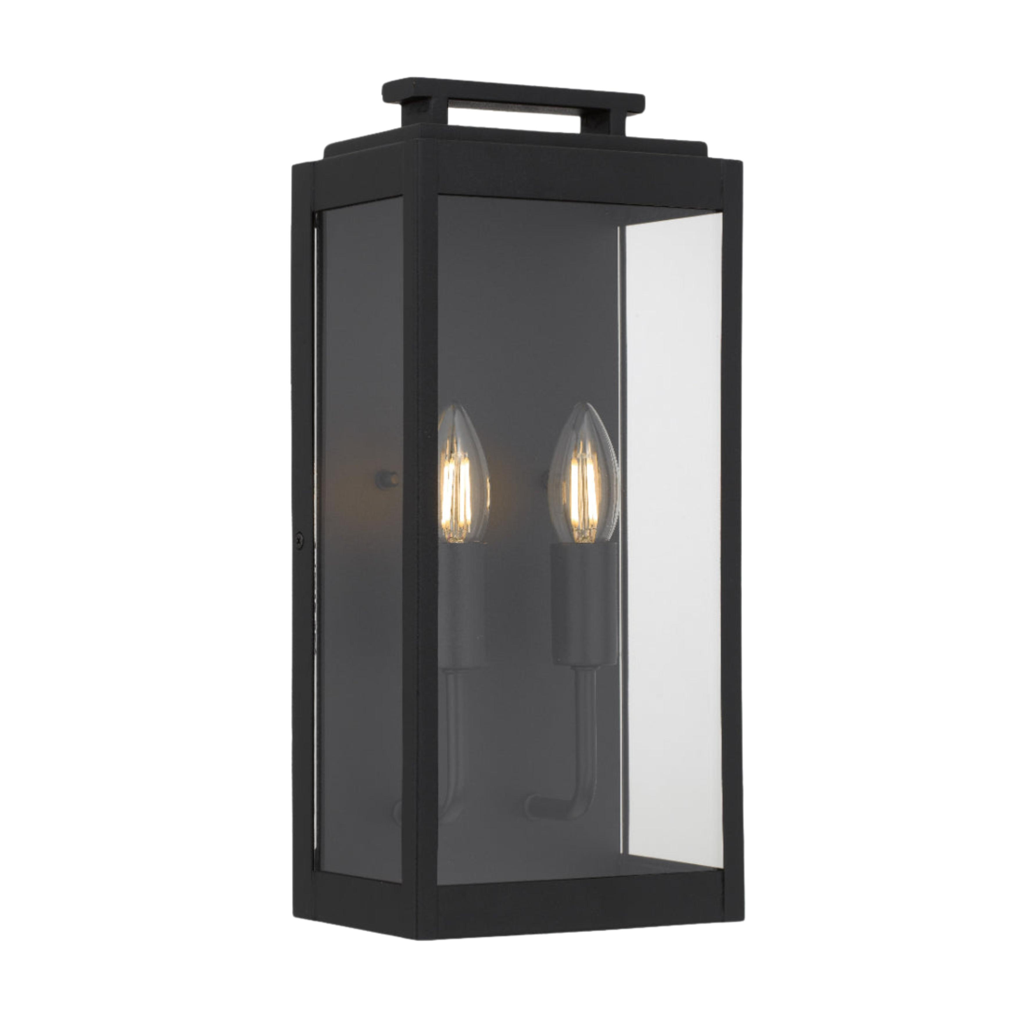 Dumont Black Contemporary Outdoor Dual Light Wall Lamp