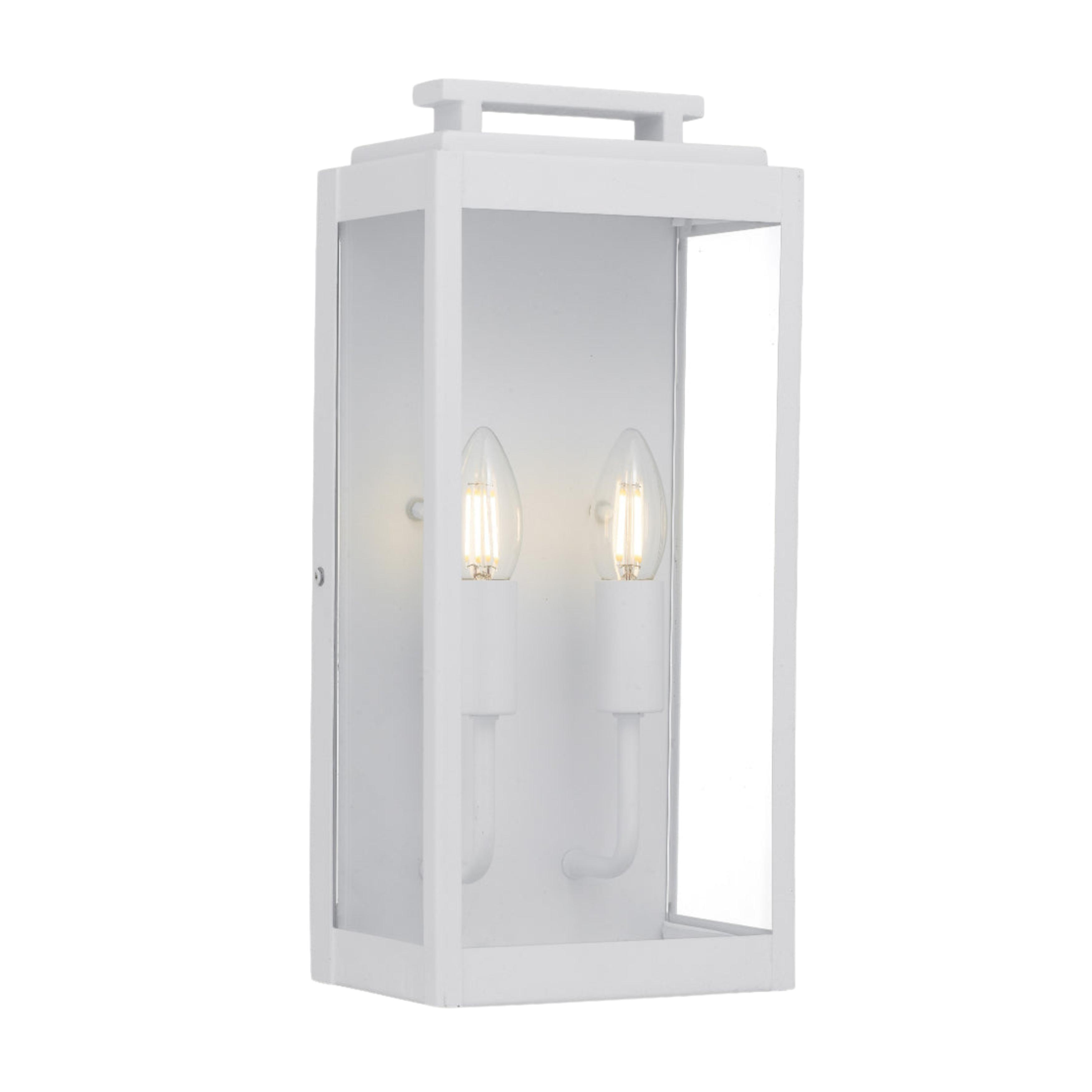 Dumont White Contemporary Outdoor Dual Light Wall Lamp