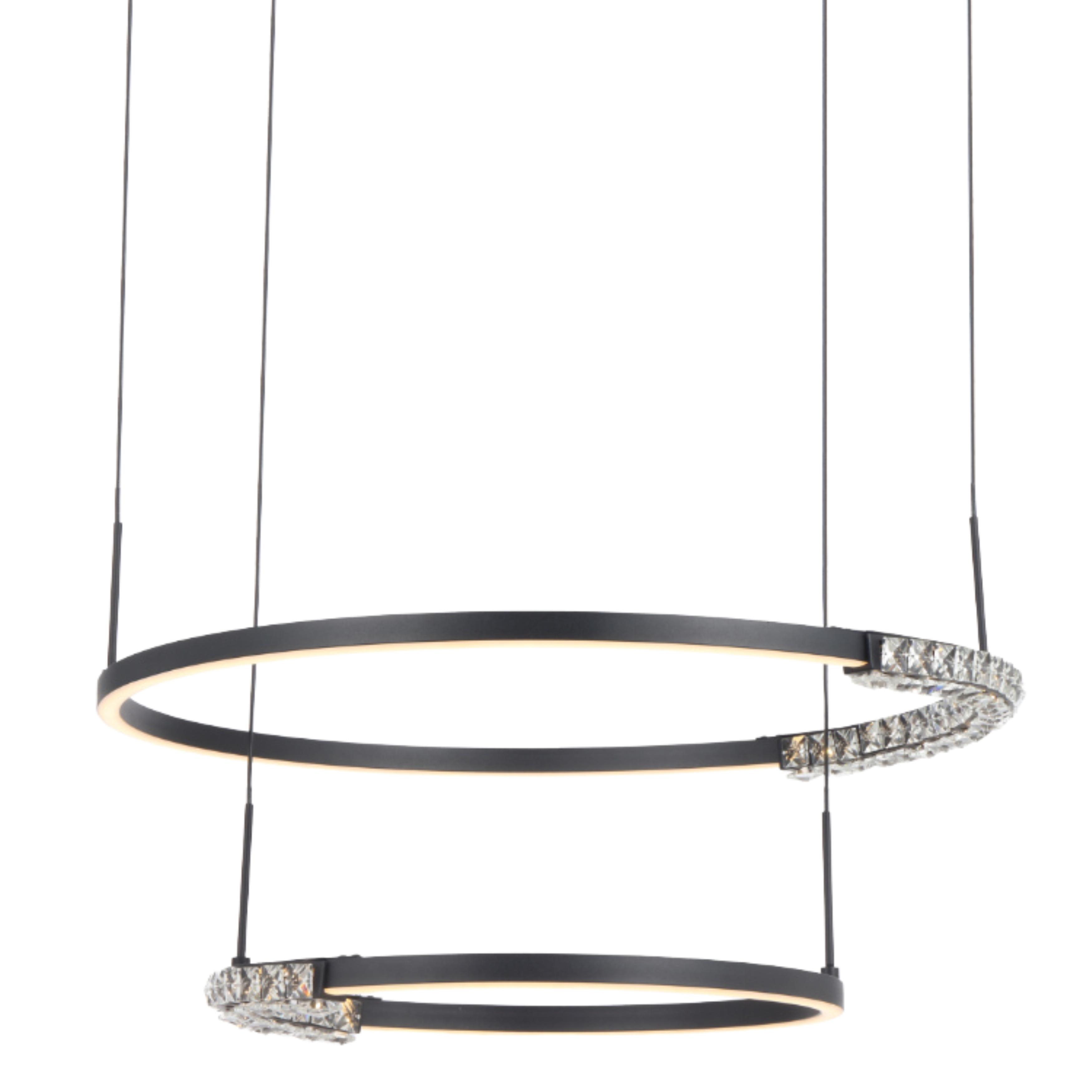 Fabriano Two Tiered Black 3CCT LED Ring Chandelier