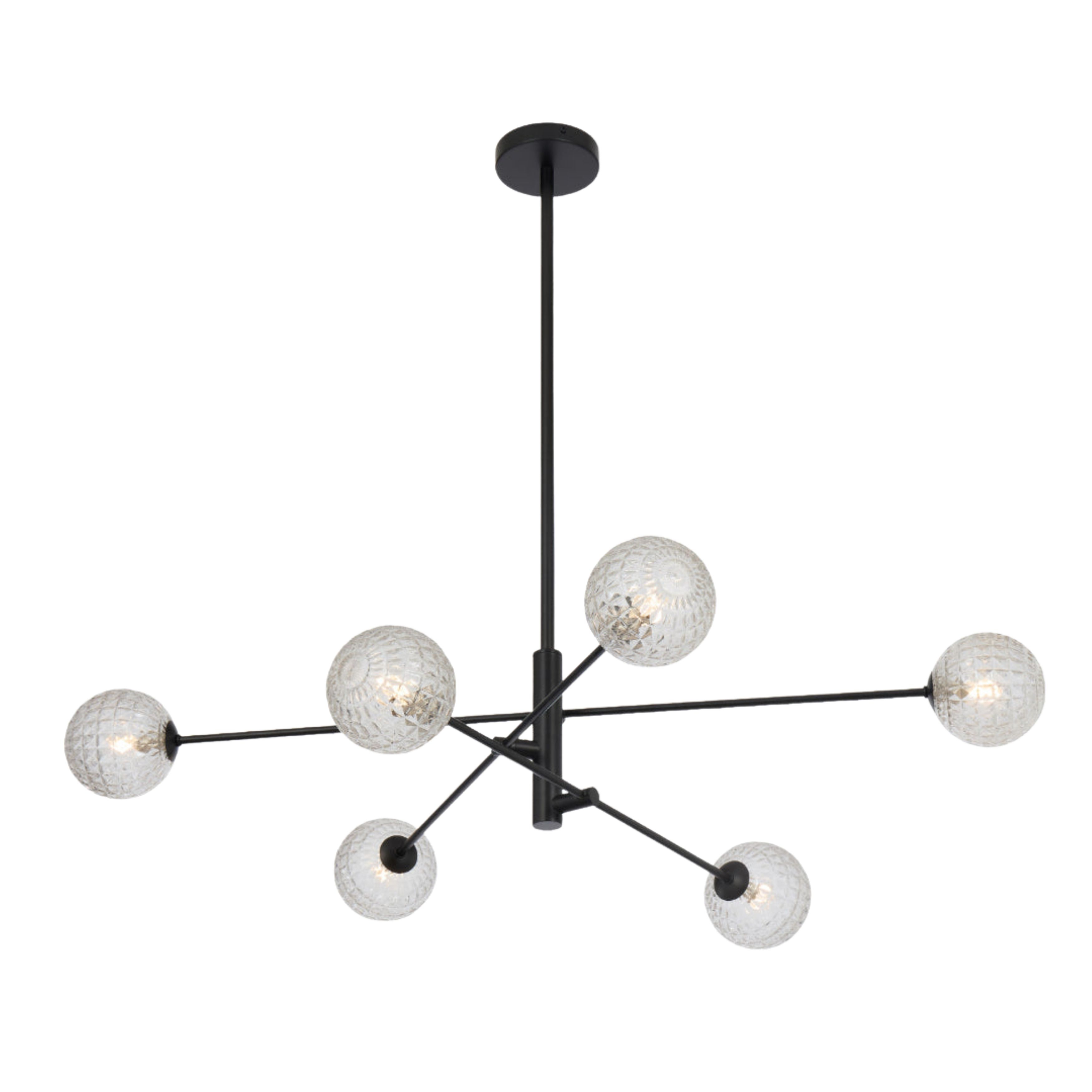 Grayson 6 Light Diamond Cut Clear Glass Black Pendant
