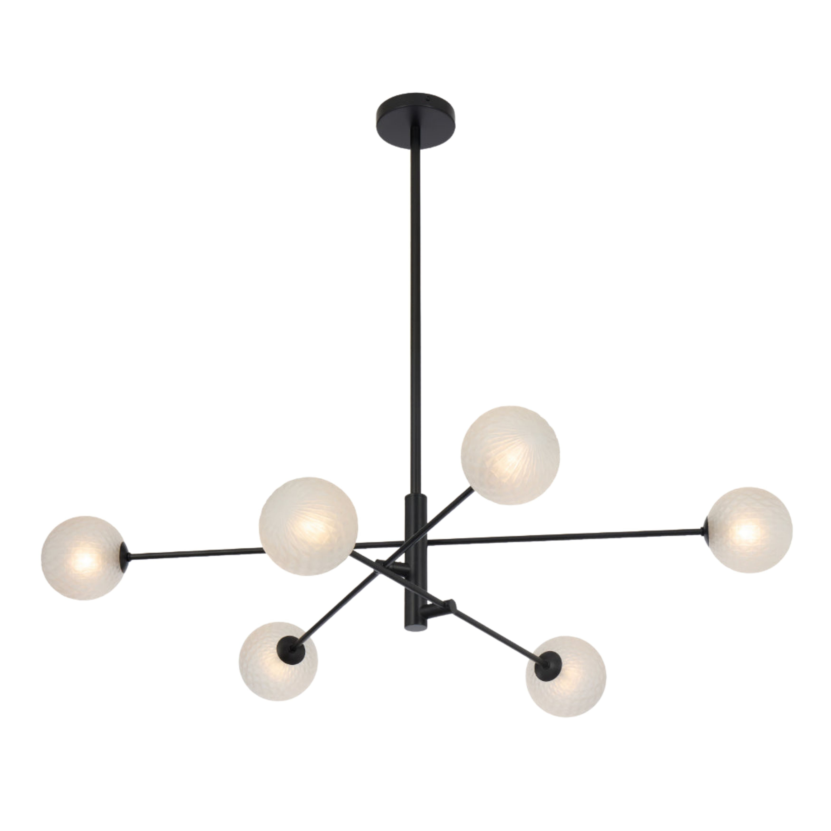 Grayson 6 Light Diamond Cut Frosted Glass Black Pendant