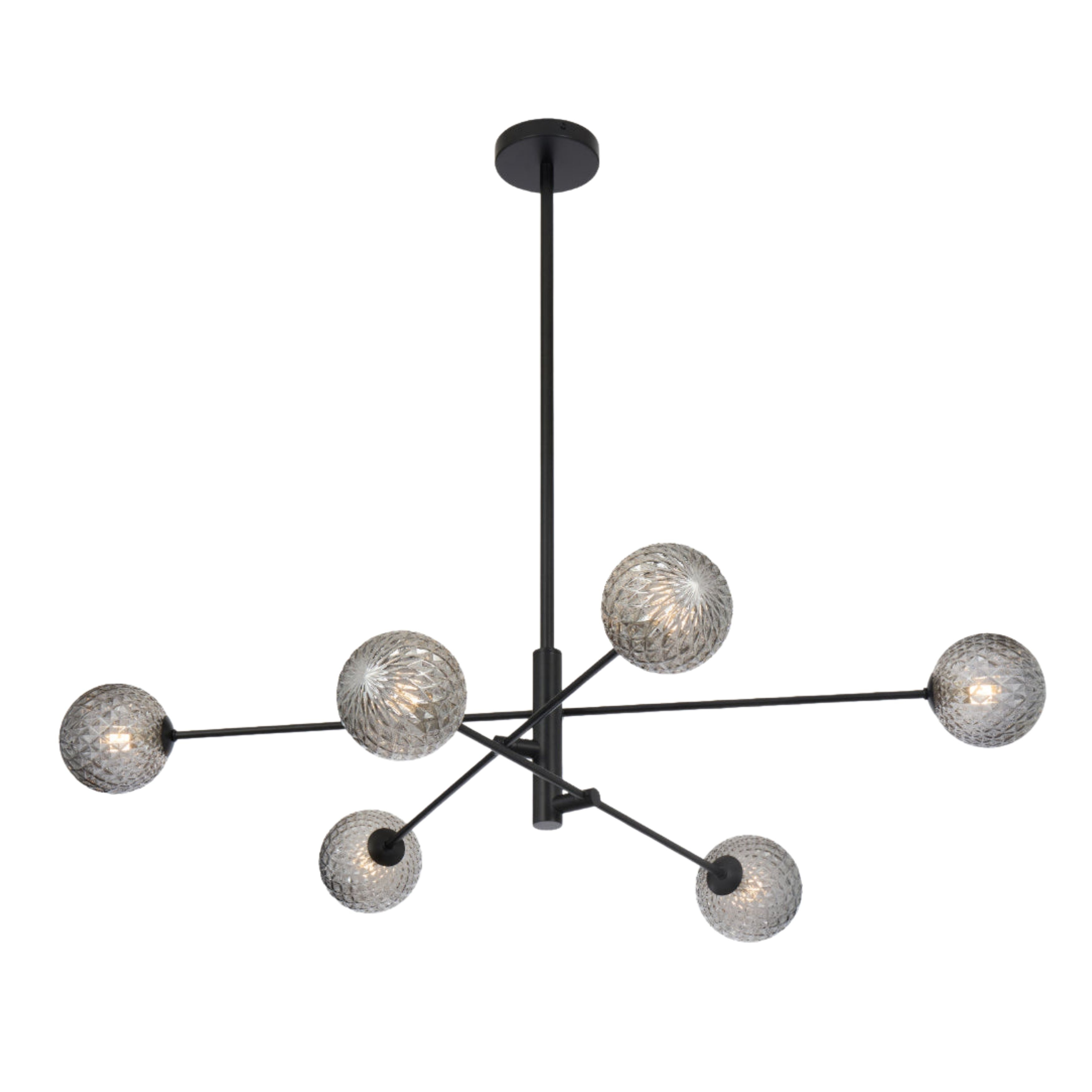 Grayson 6 Light Diamond Cut Smoke Glass Black Pendant