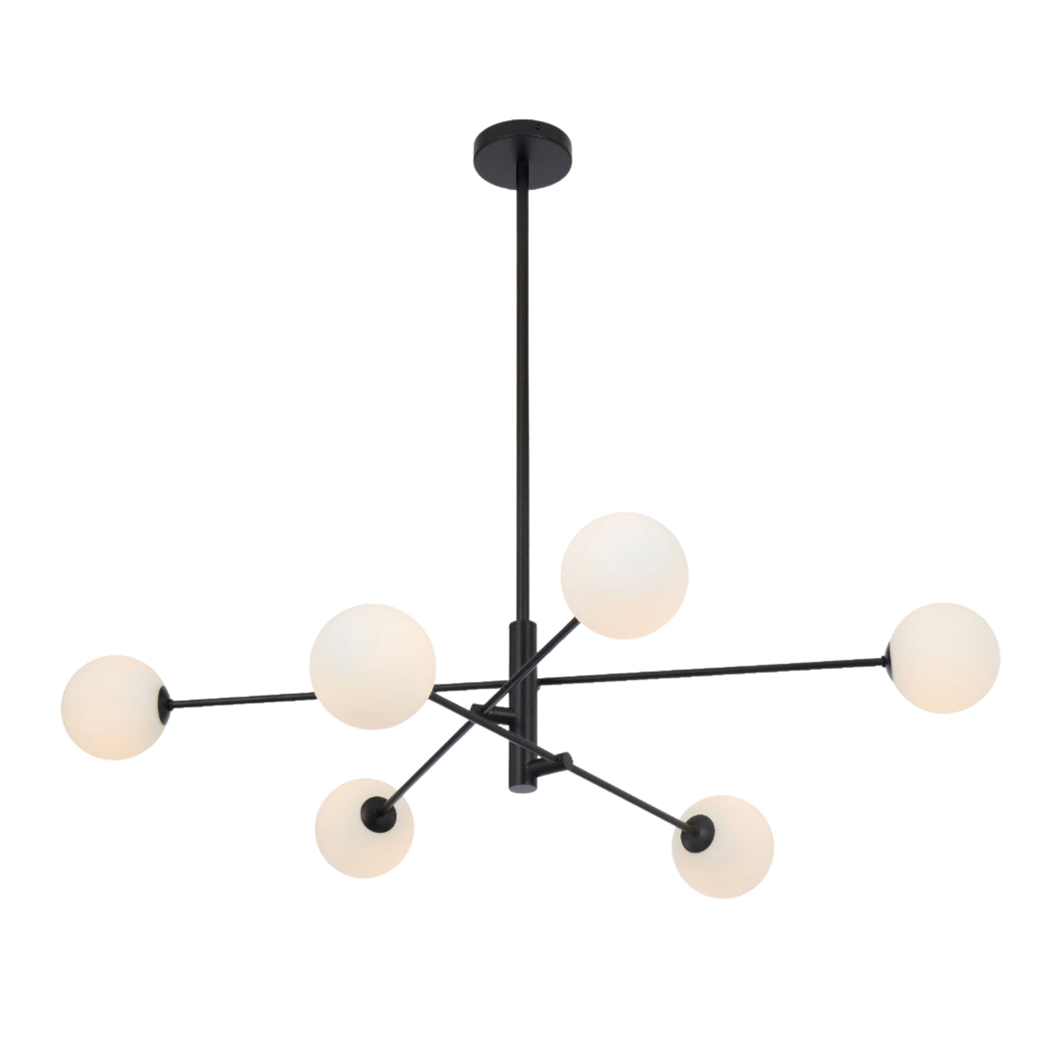 Grayson 6 Light Opal Matt Glass Black Pendant
