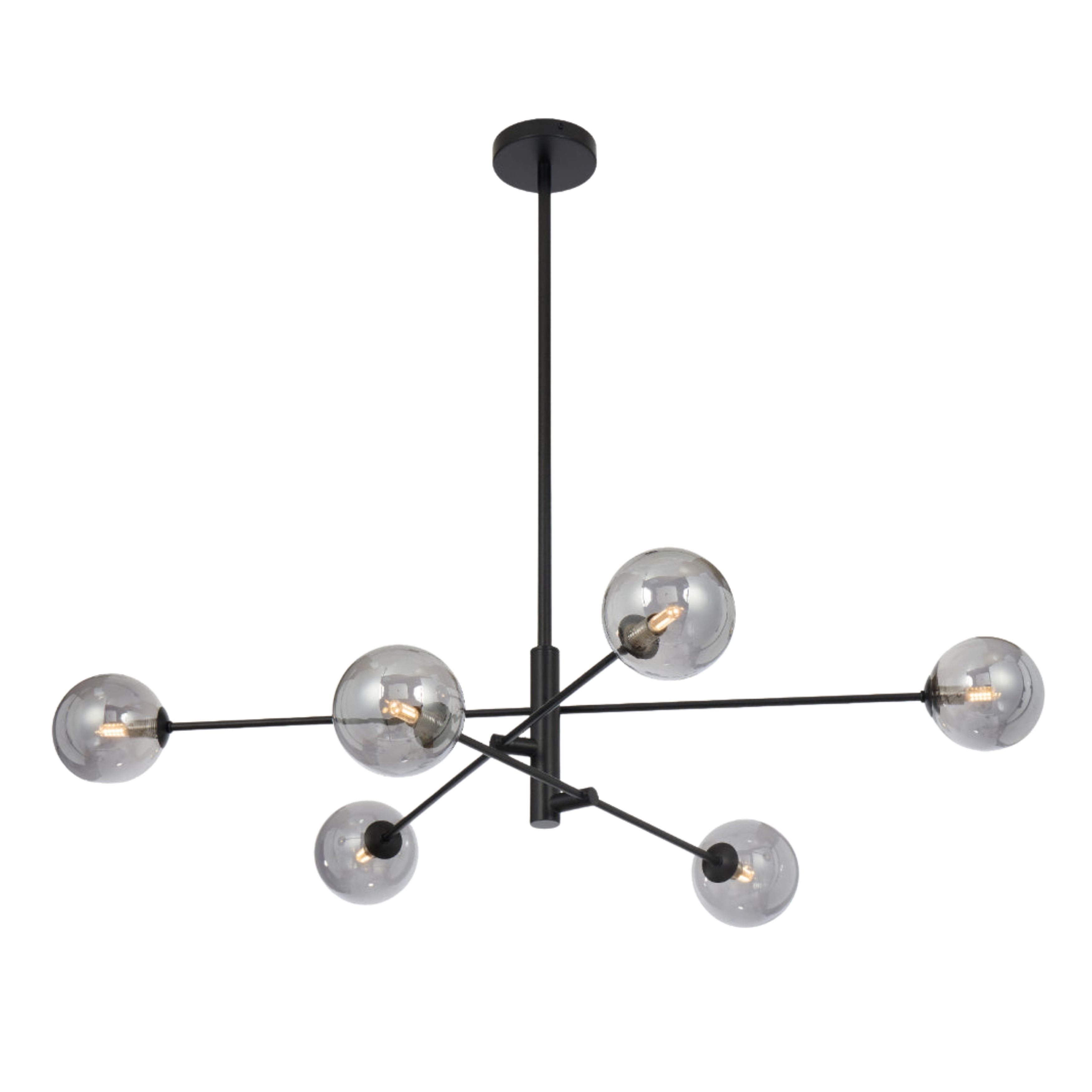 Grayson 6 Light Smooth Smoke Glass Black Pendant