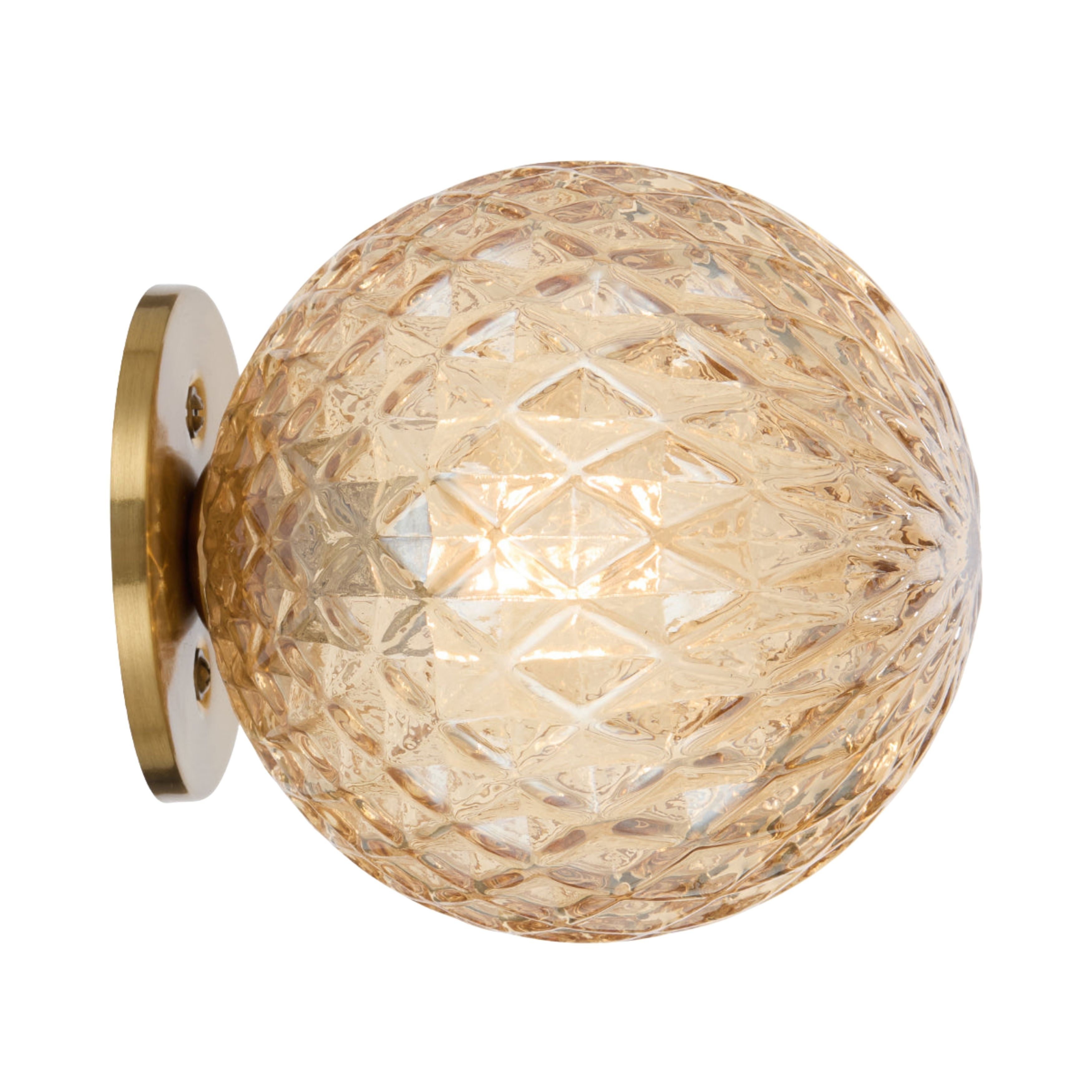 Grayson Diamond Cut Amber Glass Gold Wall Light
