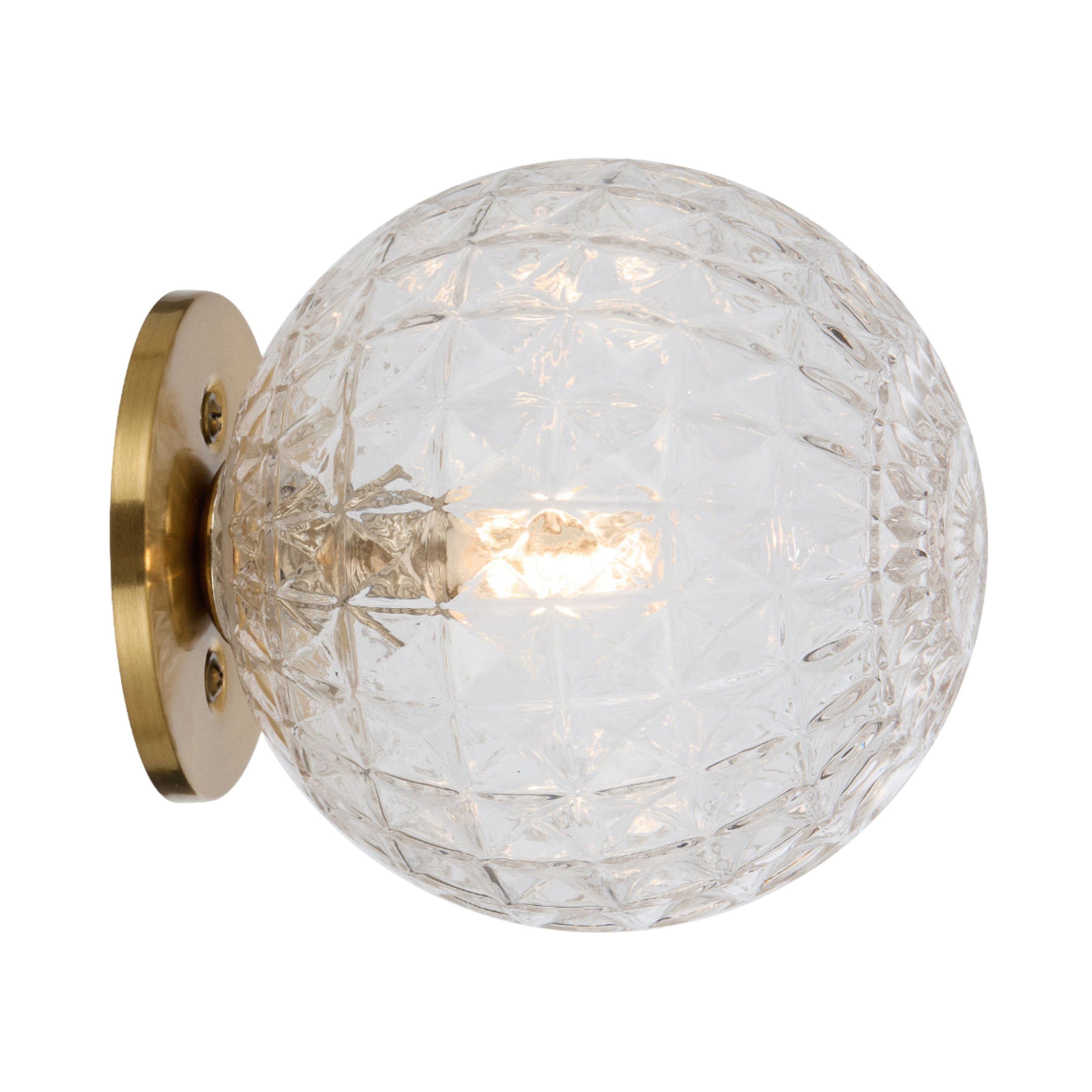 Grayson Diamond Cut Clear Glass Gold Wall Light