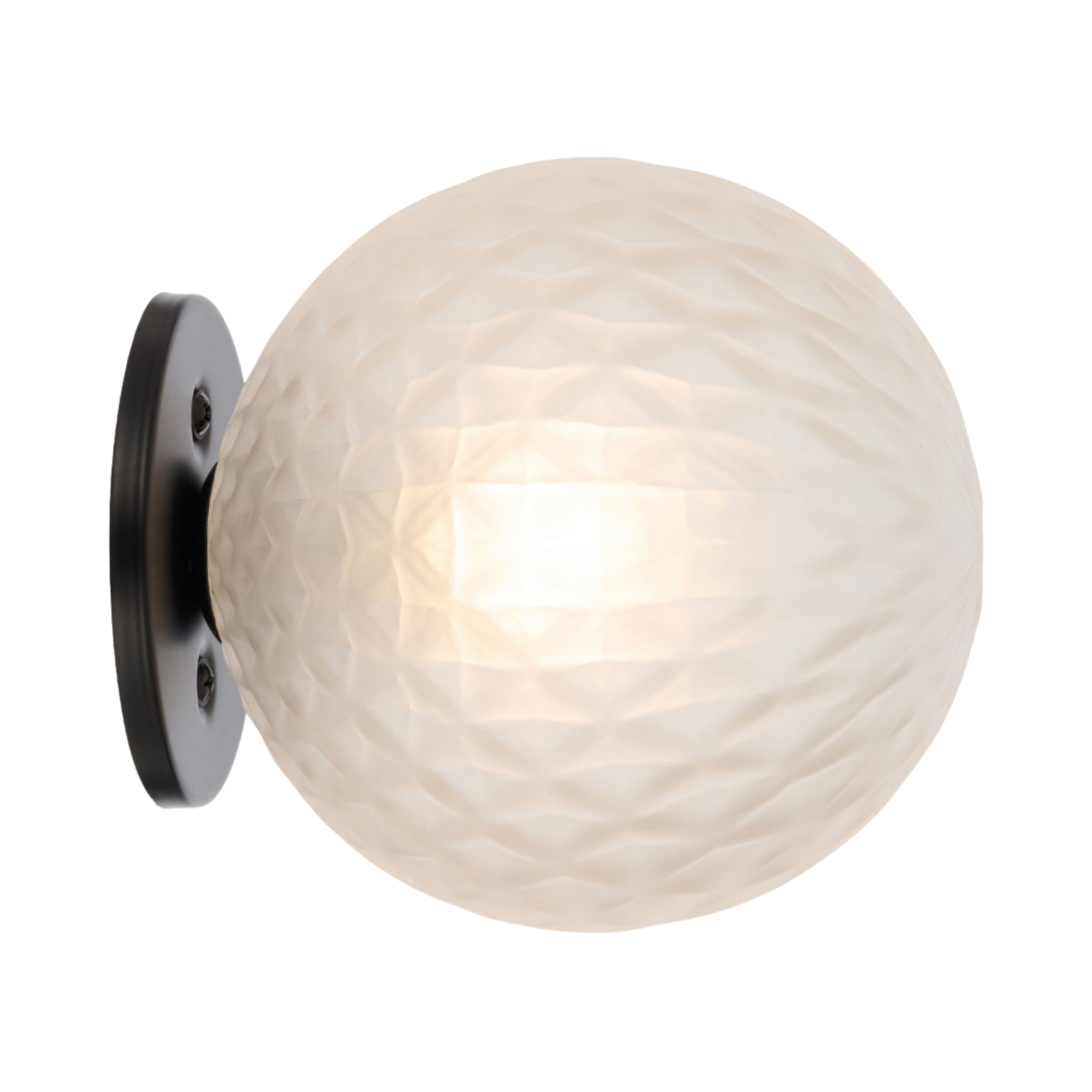 Grayson Diamond Cut Frosted Glass Black Wall Light