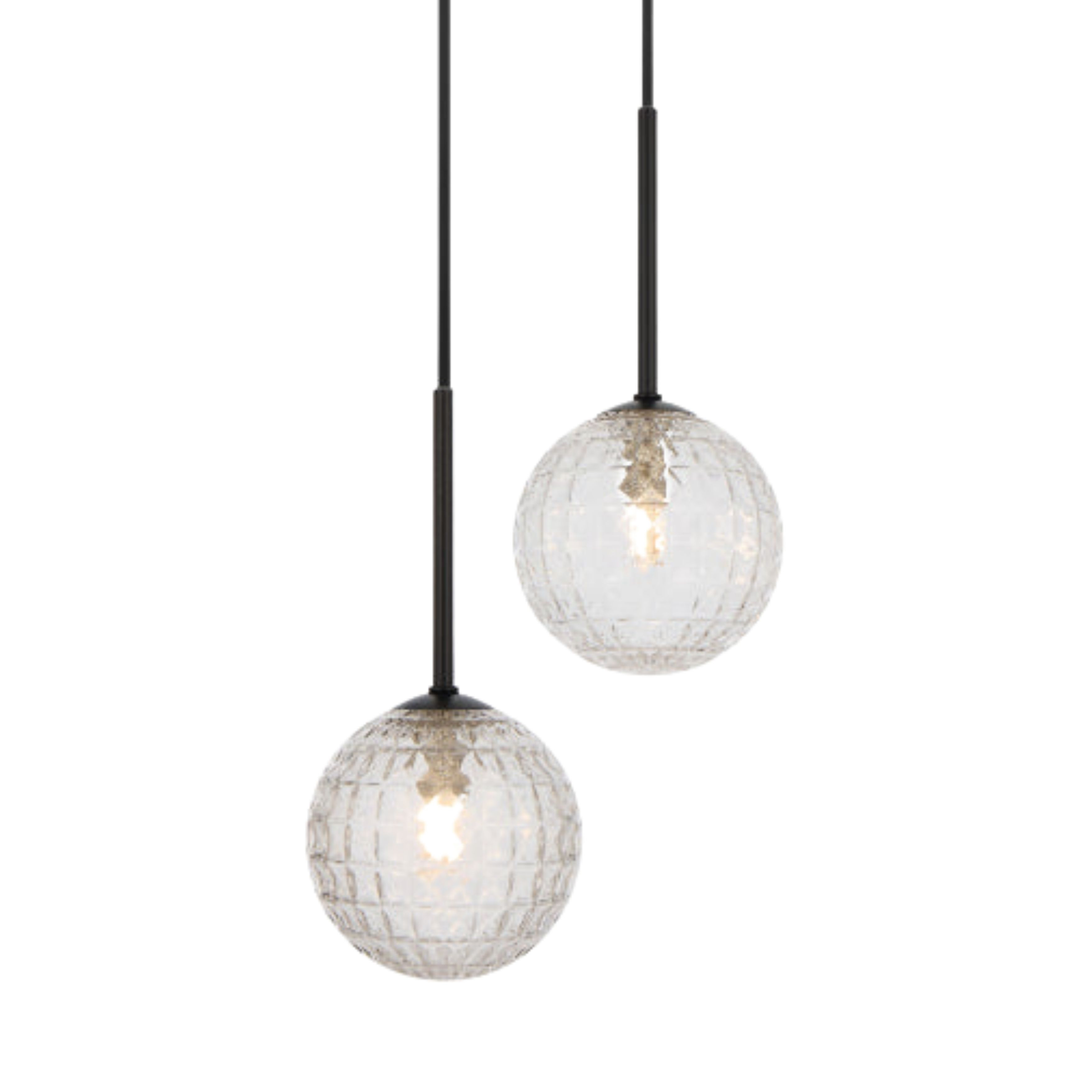Grayson Duo Diamond Cut Clear Glass Black Pendant