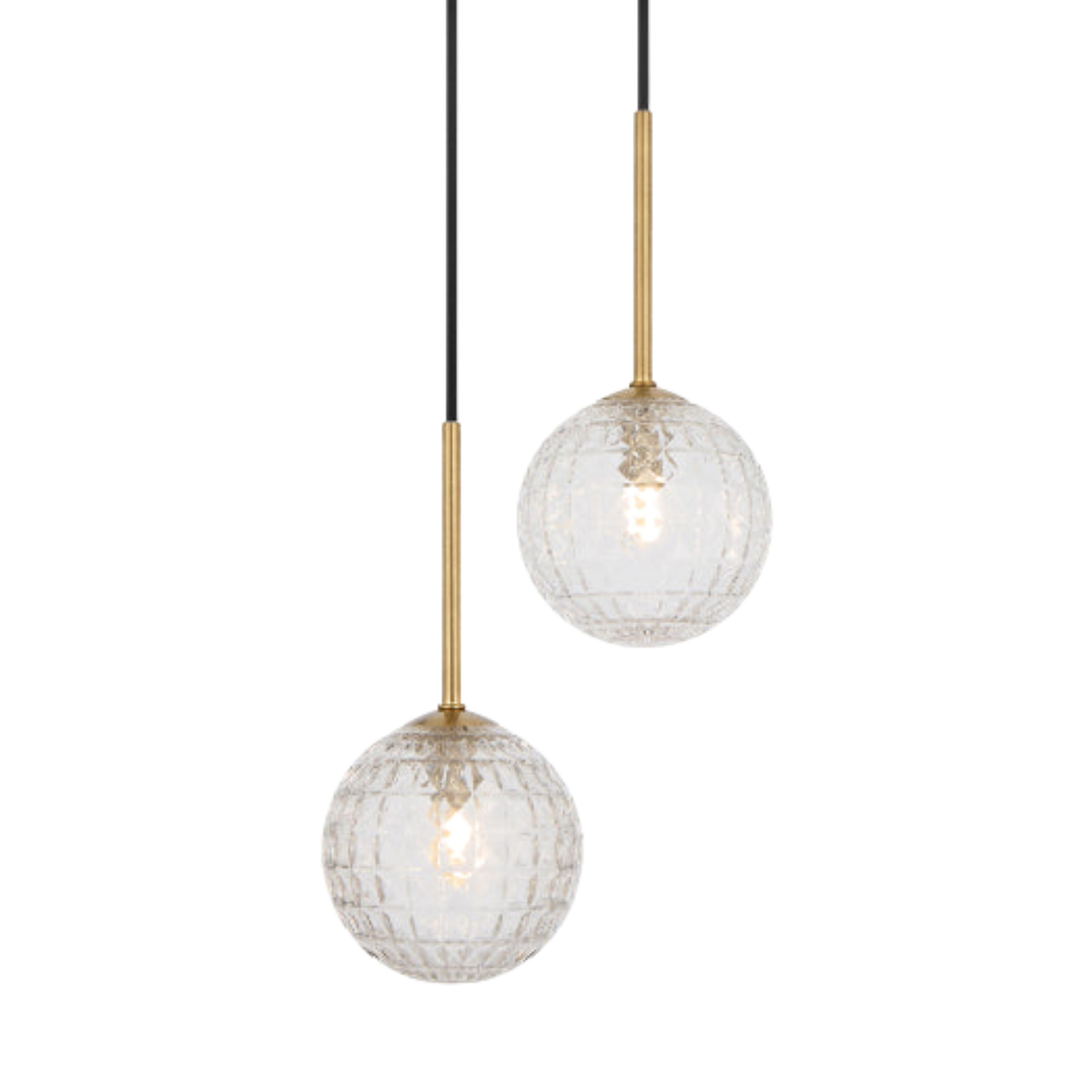 Grayson Duo Diamond Cut Clear Glass Gold Pendant