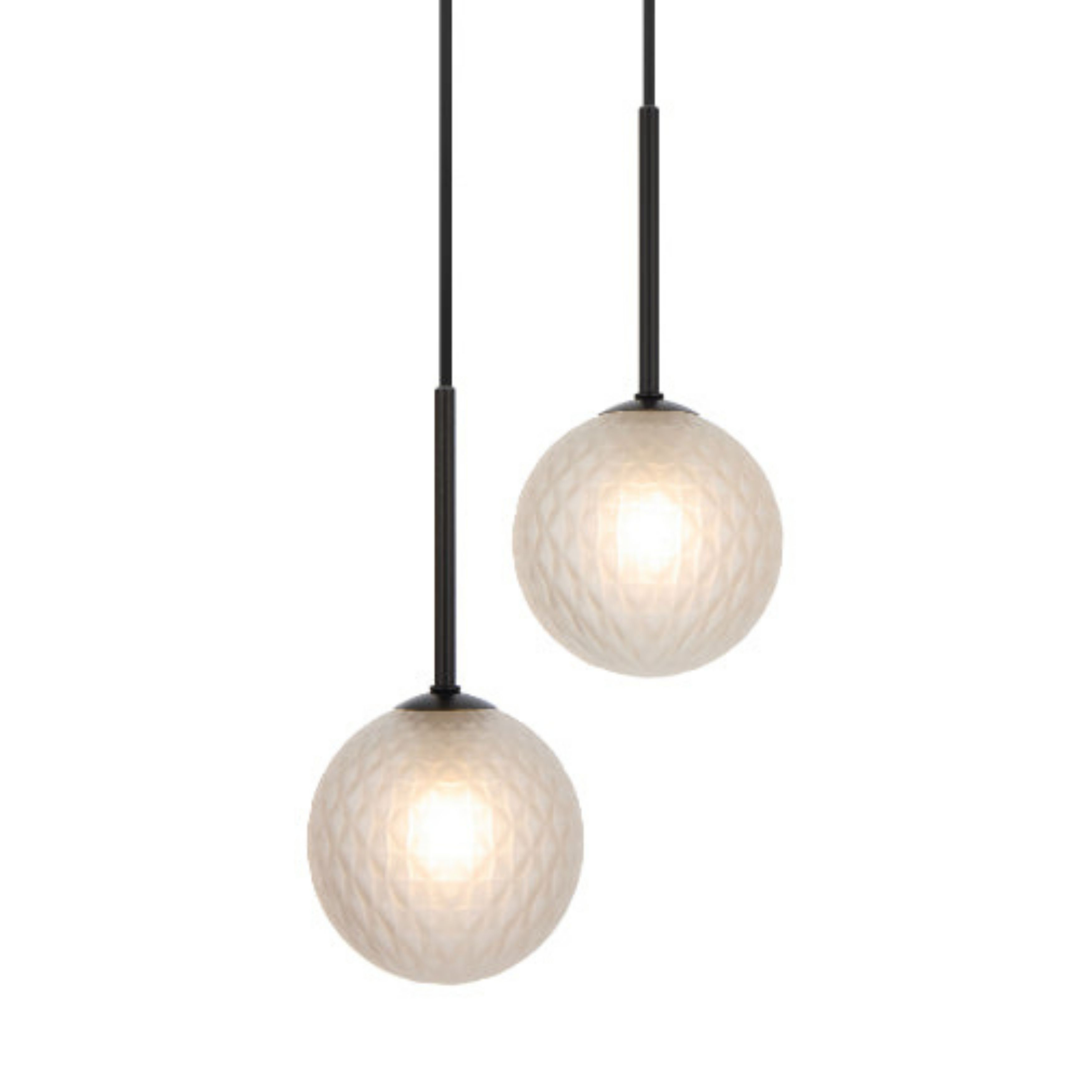 Grayson Duo Diamond Cut Frosted Glass Black Pendant