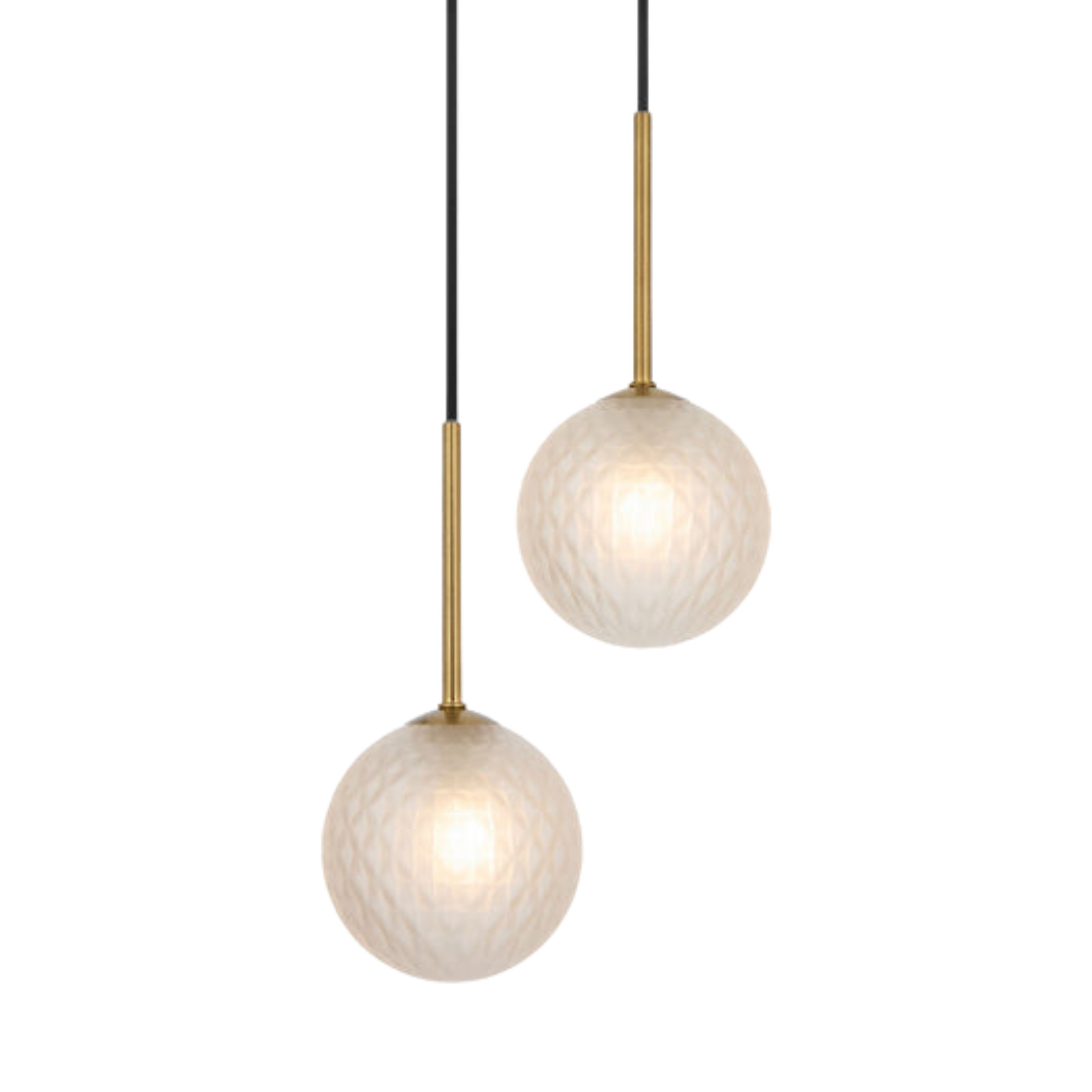 Grayson Duo Diamond Cut Frosted Glass Gold Pendant