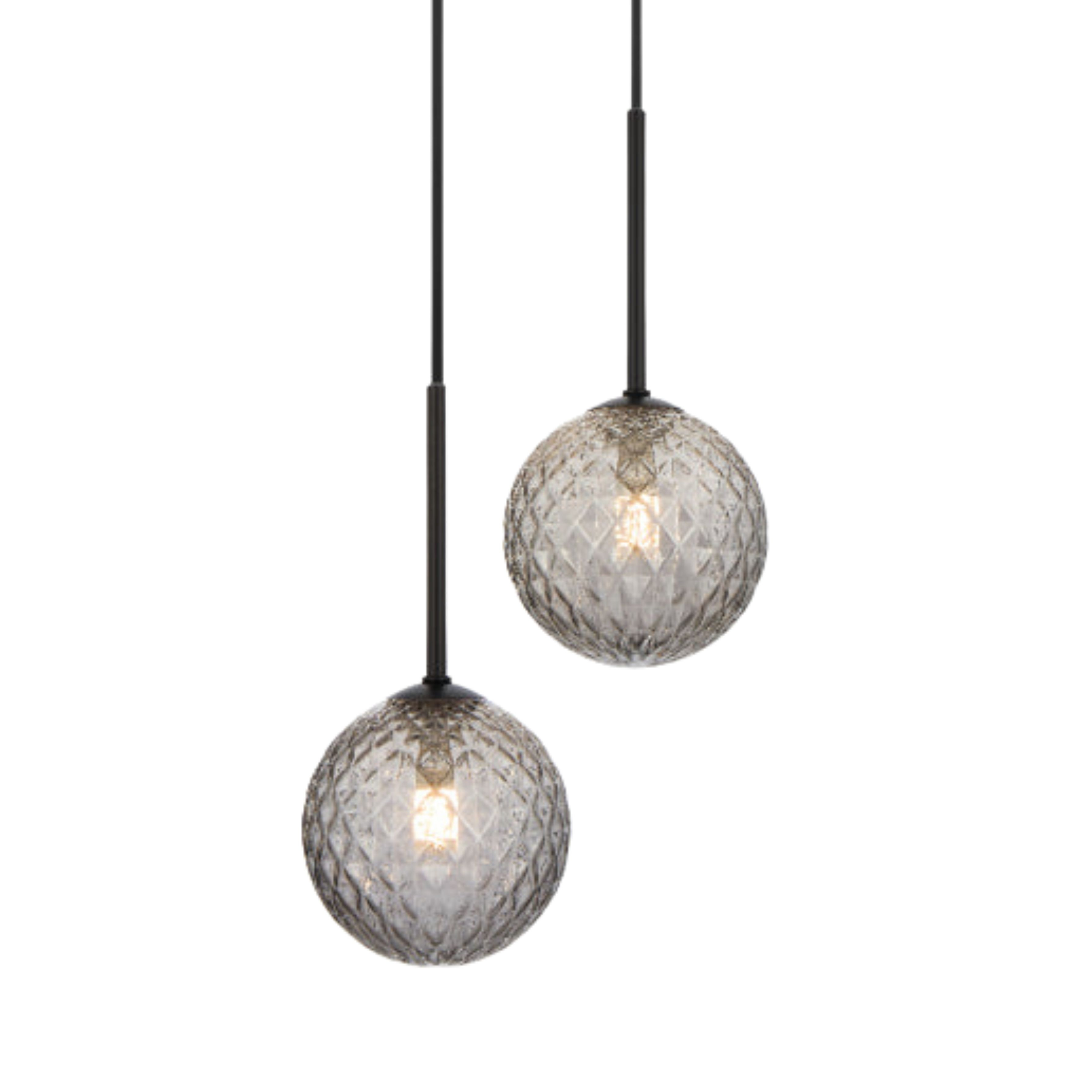 Grayson Duo Diamond Cut Smoke Glass Black Pendant
