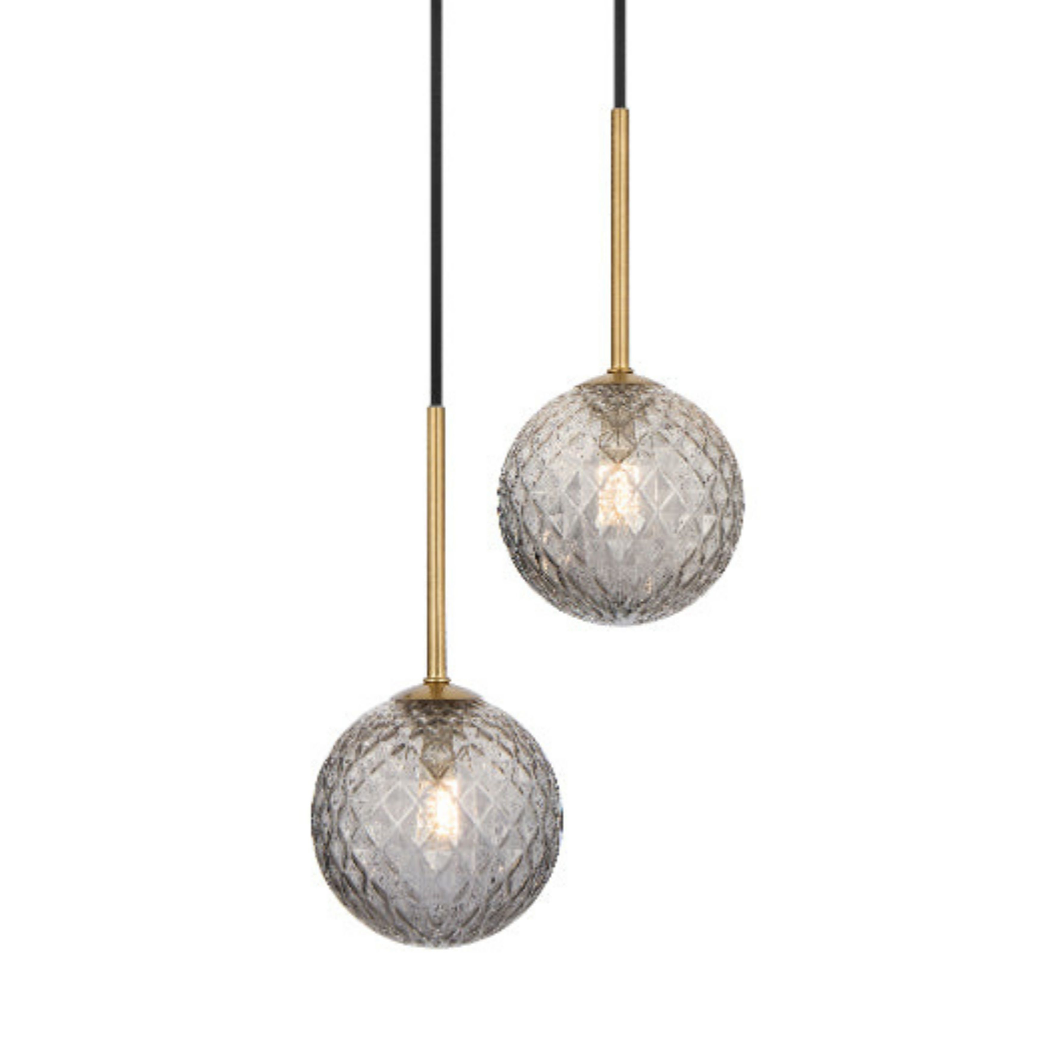 Grayson Duo Diamond Cut Smoke Glass Gold Pendant