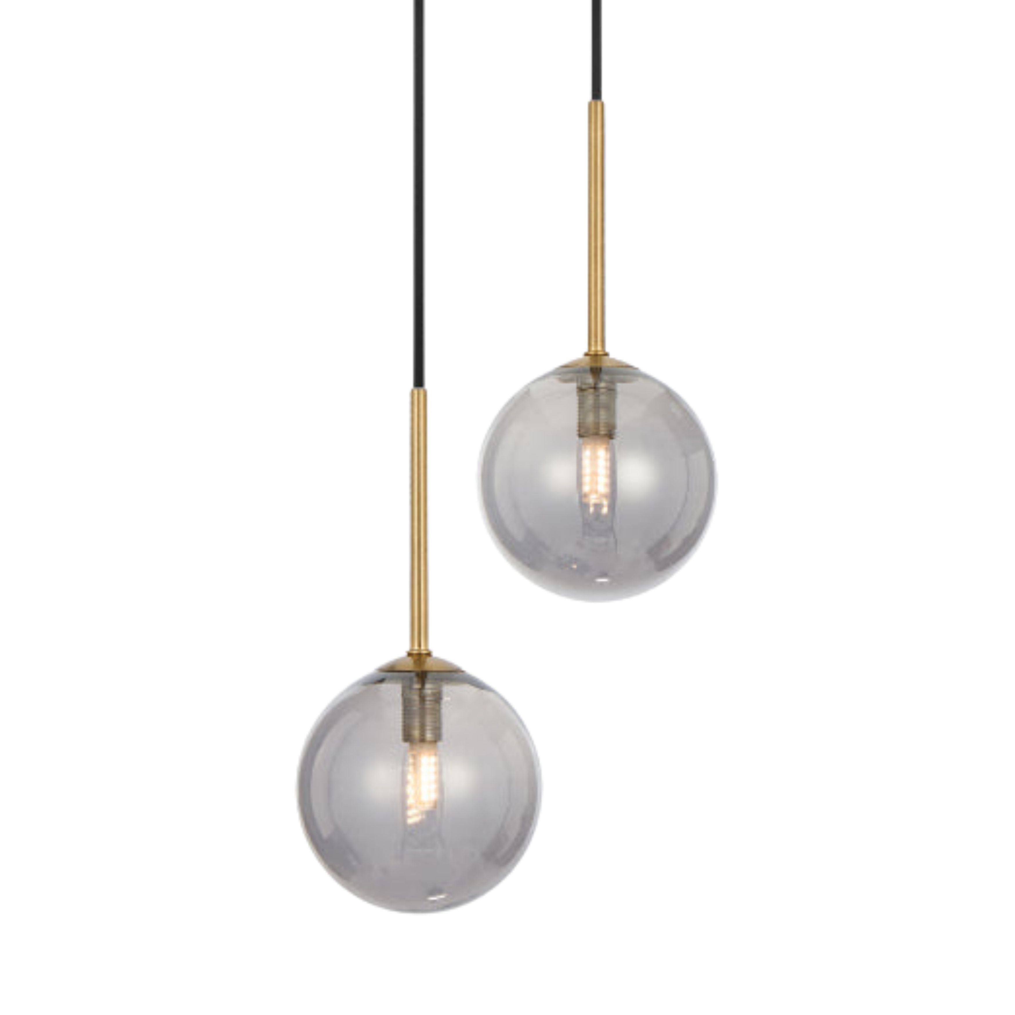 Grayson Duo Smooth Smoke Glass Gold Pendant Light