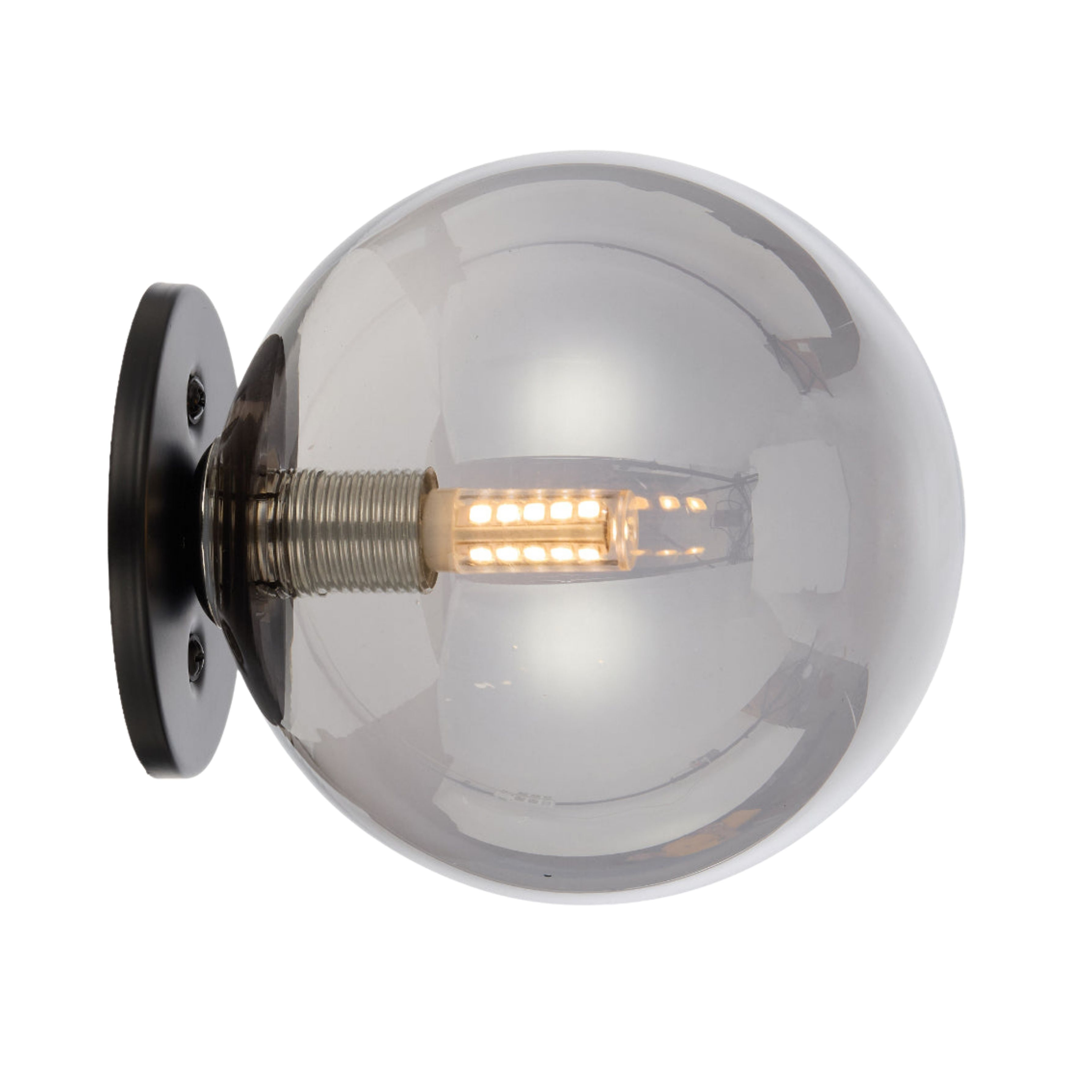 Grayson Smooth Smoke Glass Black Wall Light