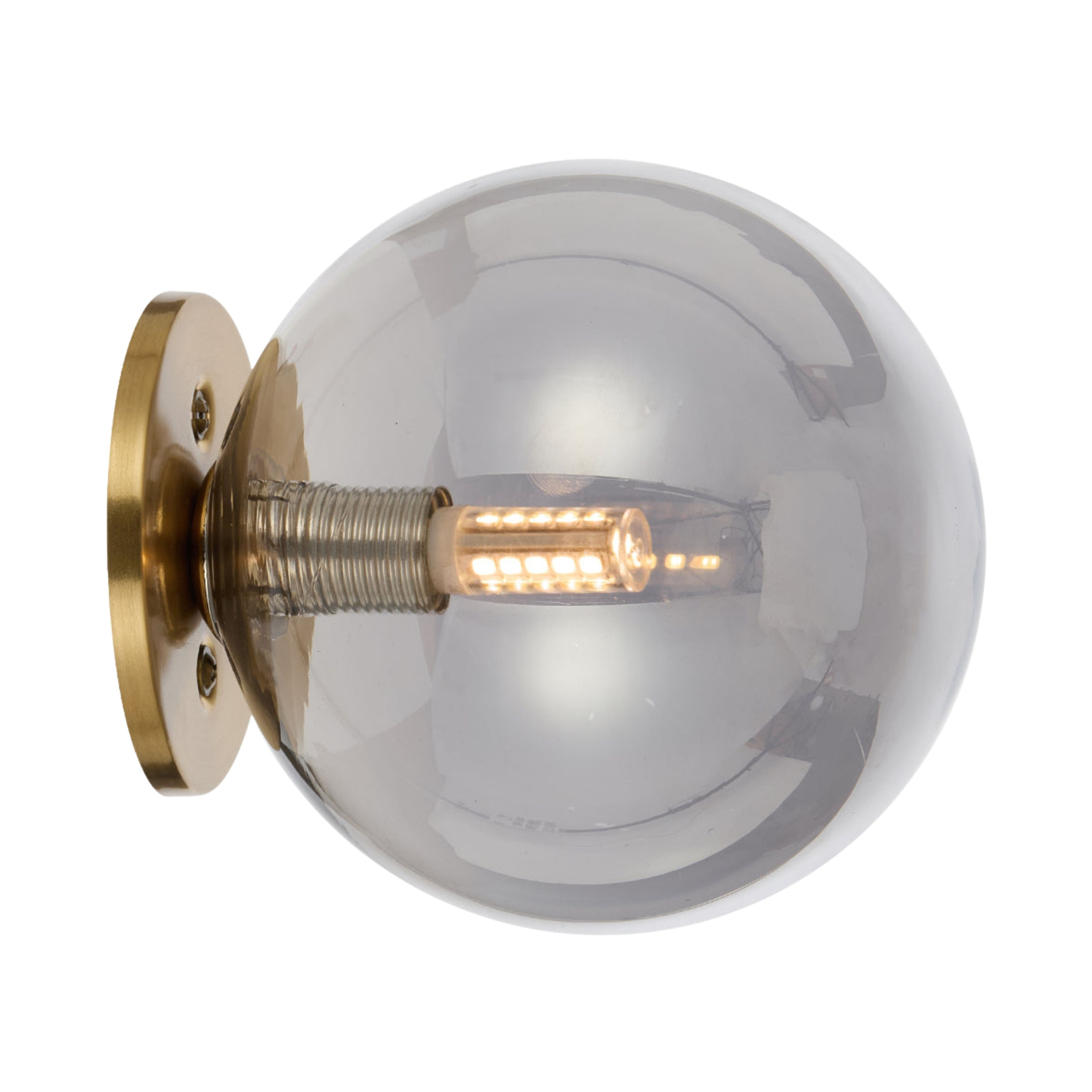 Grayson Smooth Smoke Glass Gold Wall Light