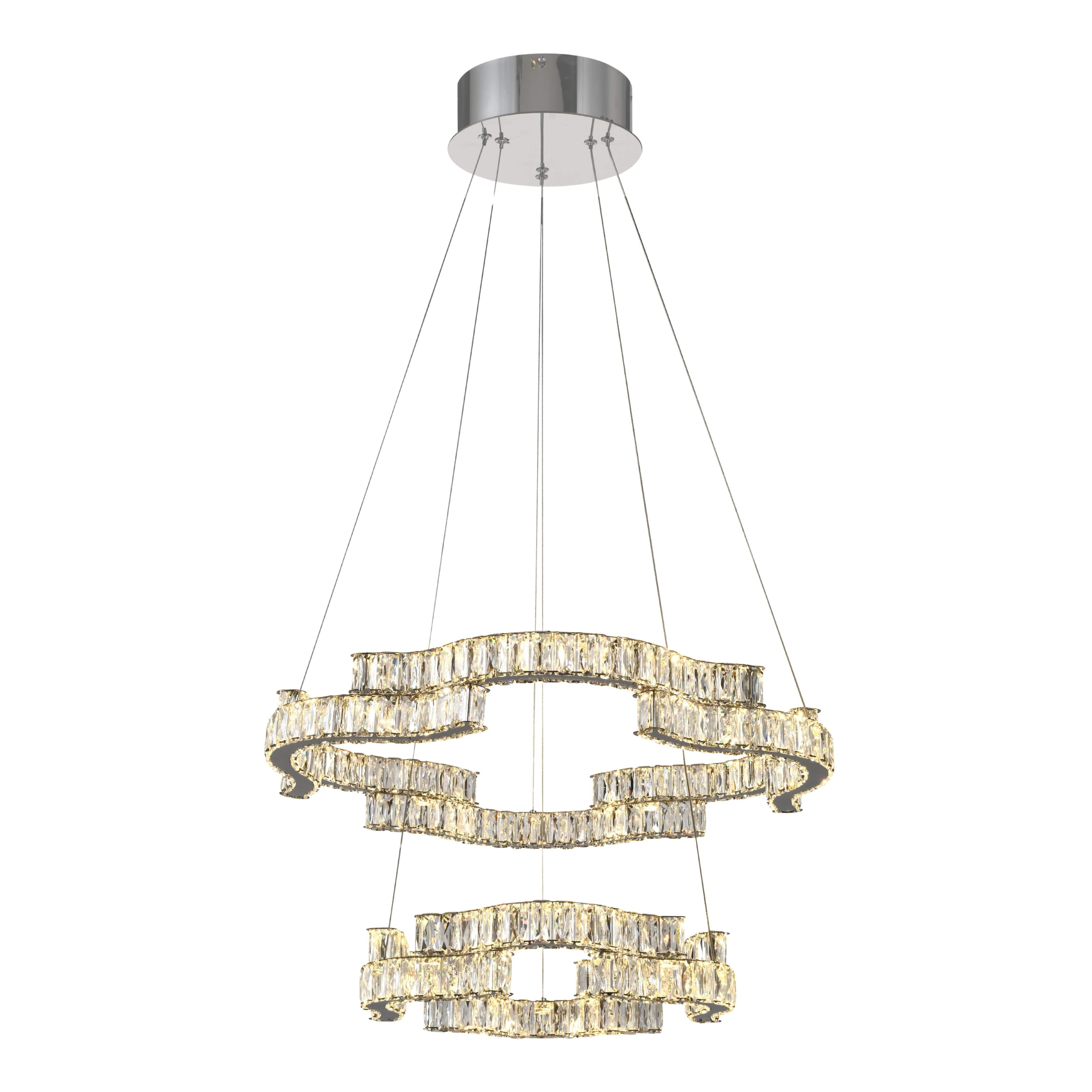 Jinan Two Tiered Chrome Crystal 3CCT LED Chandelier