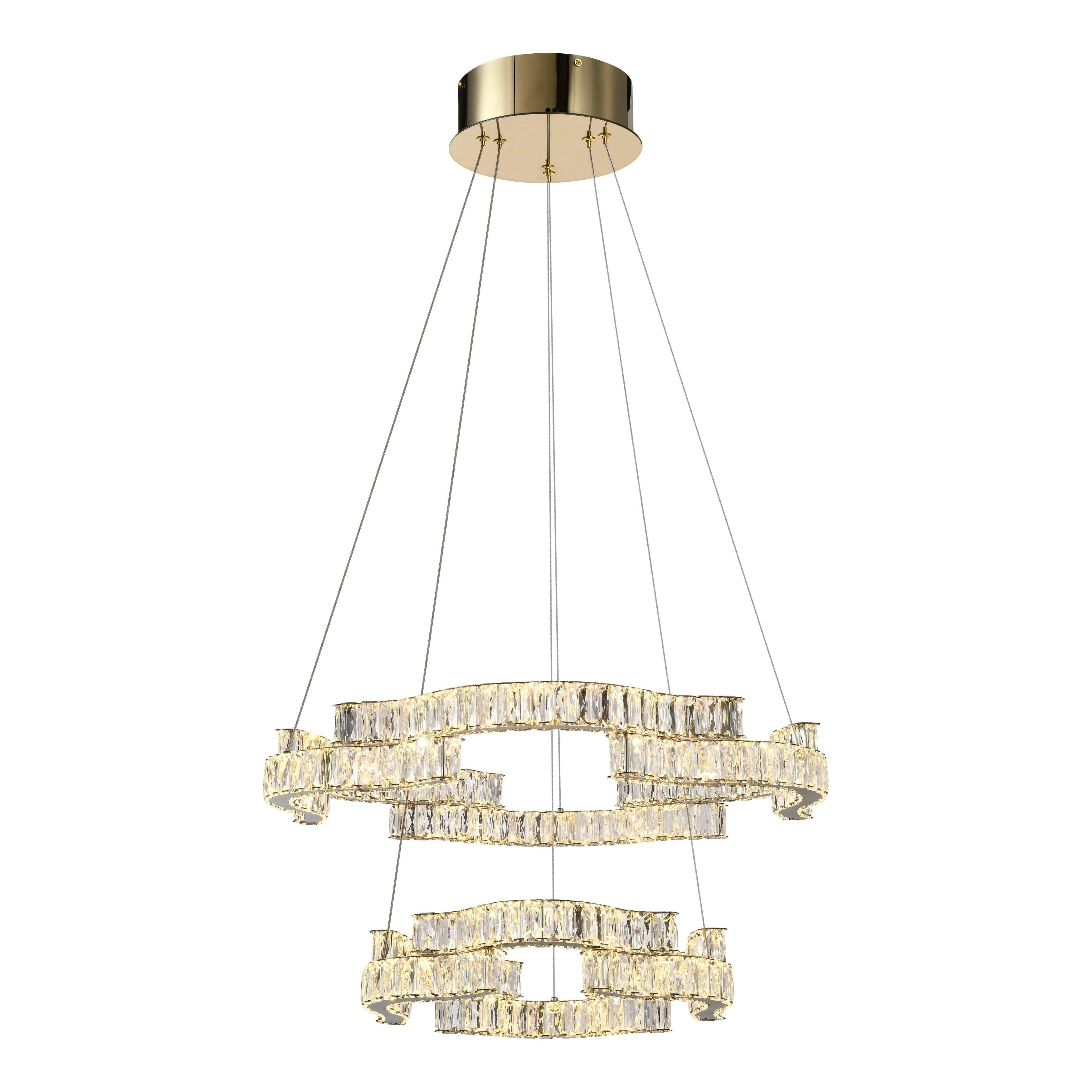 Jinan Two Tiered Golden Crystal 3CCT LED Chandelier