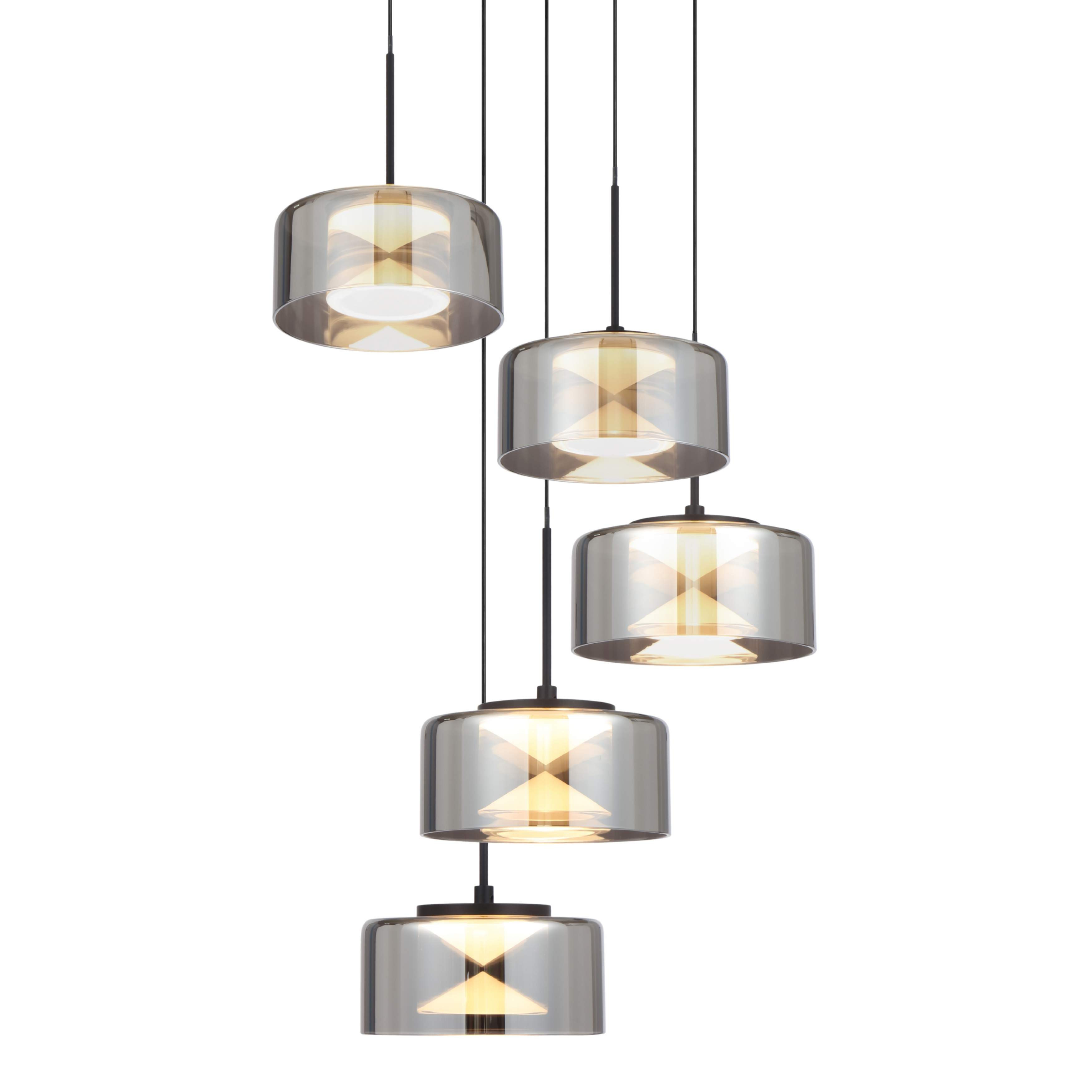 Juliaca 5 Light Smoke Glass 3CCT LED Cluster Pendant