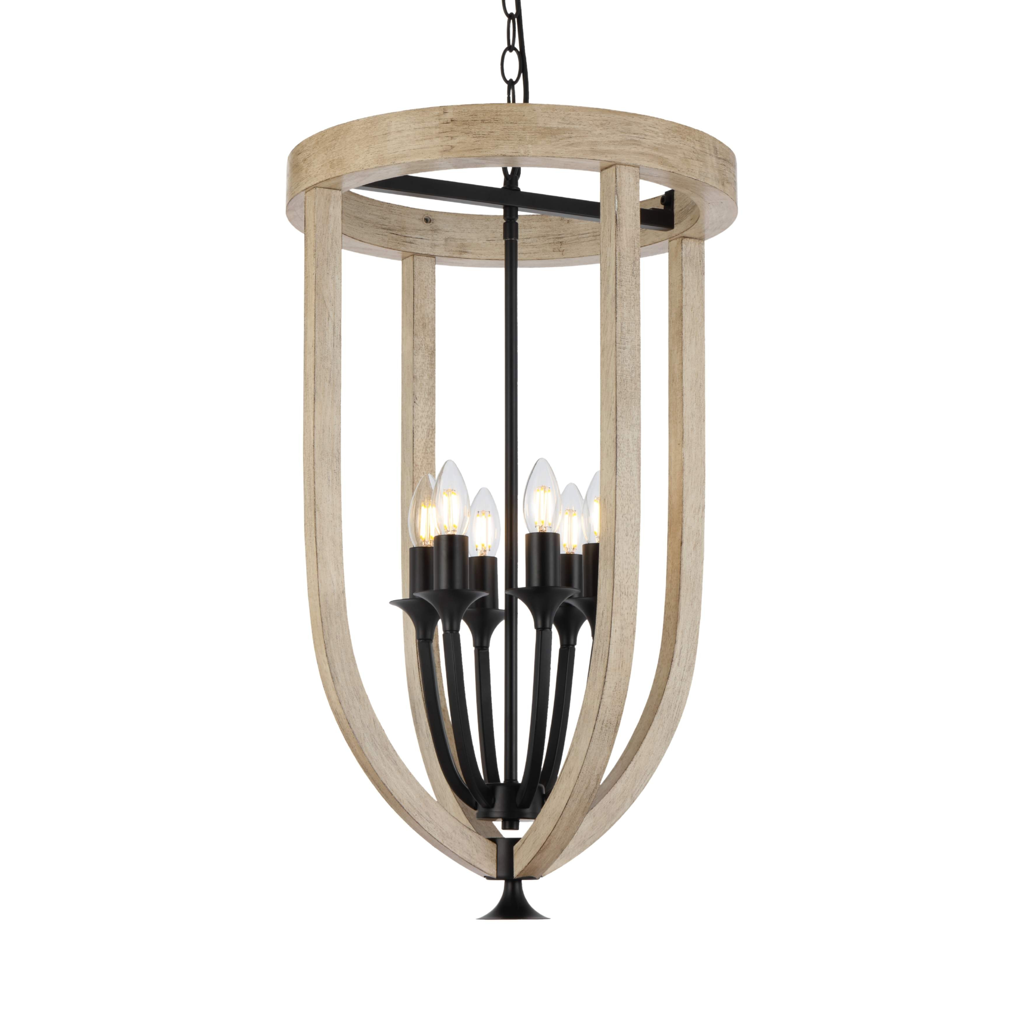 Lahti 6 Light Transitional Oak Wood Tone Pendant