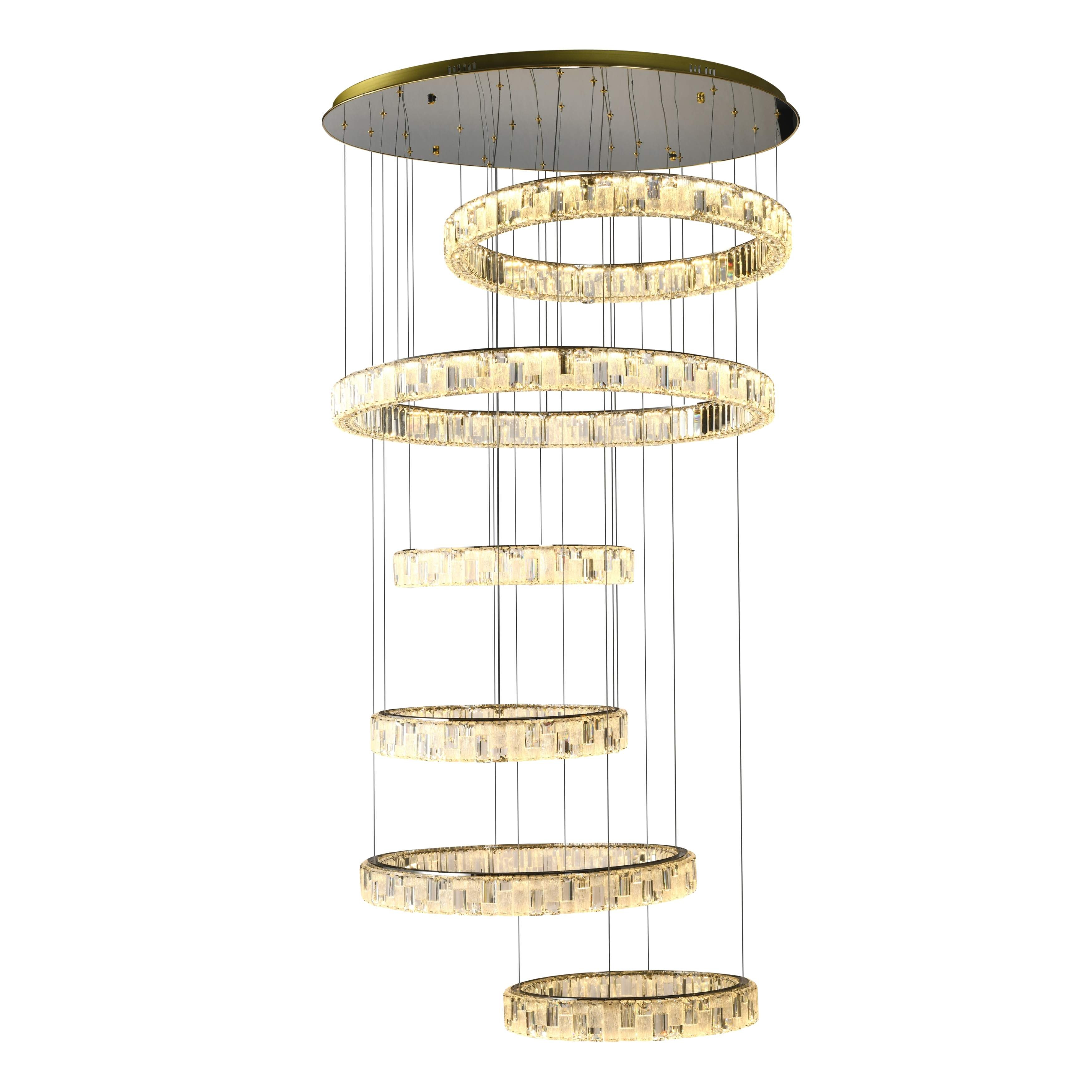 Luzern Six Tiered Gold Crystal 3CCT LED Chandelier