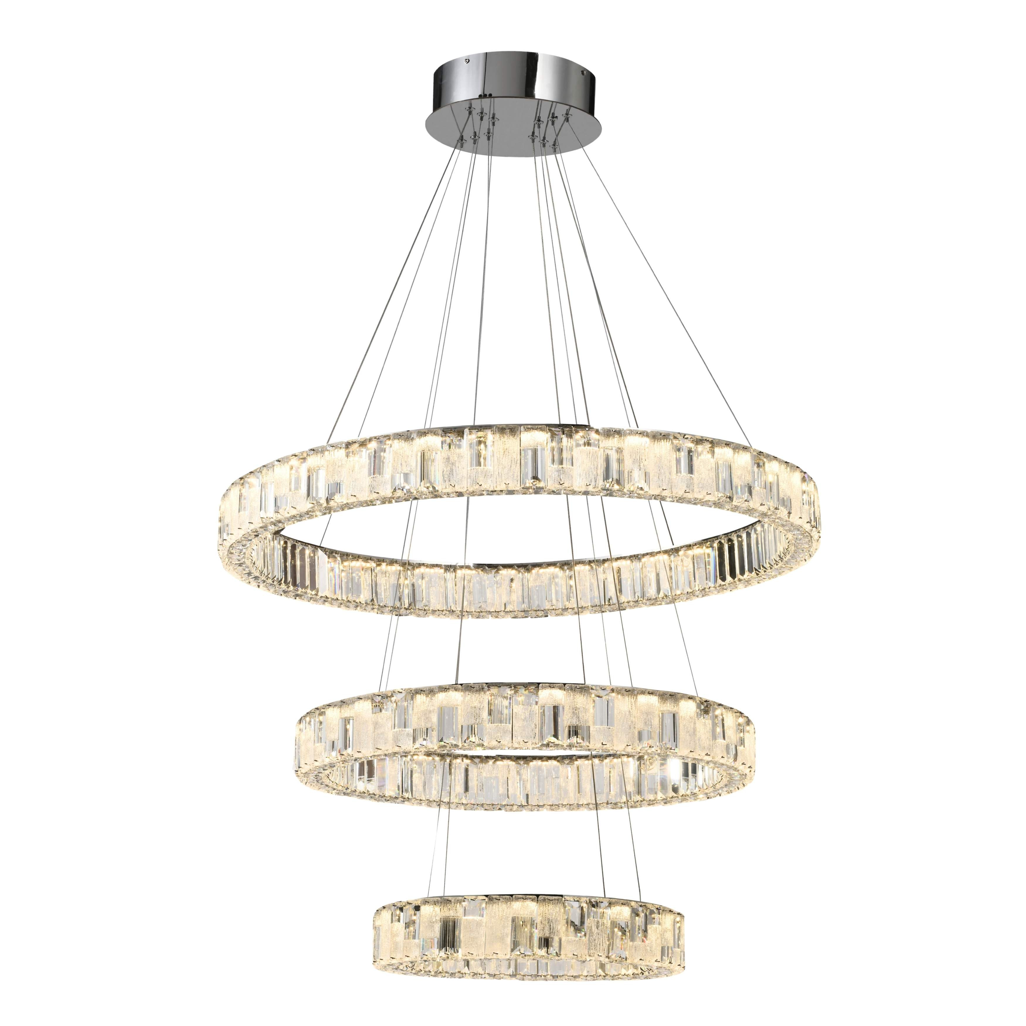 Luzern Three Tiered Chrome Crystal 3CCT LED Chandelier