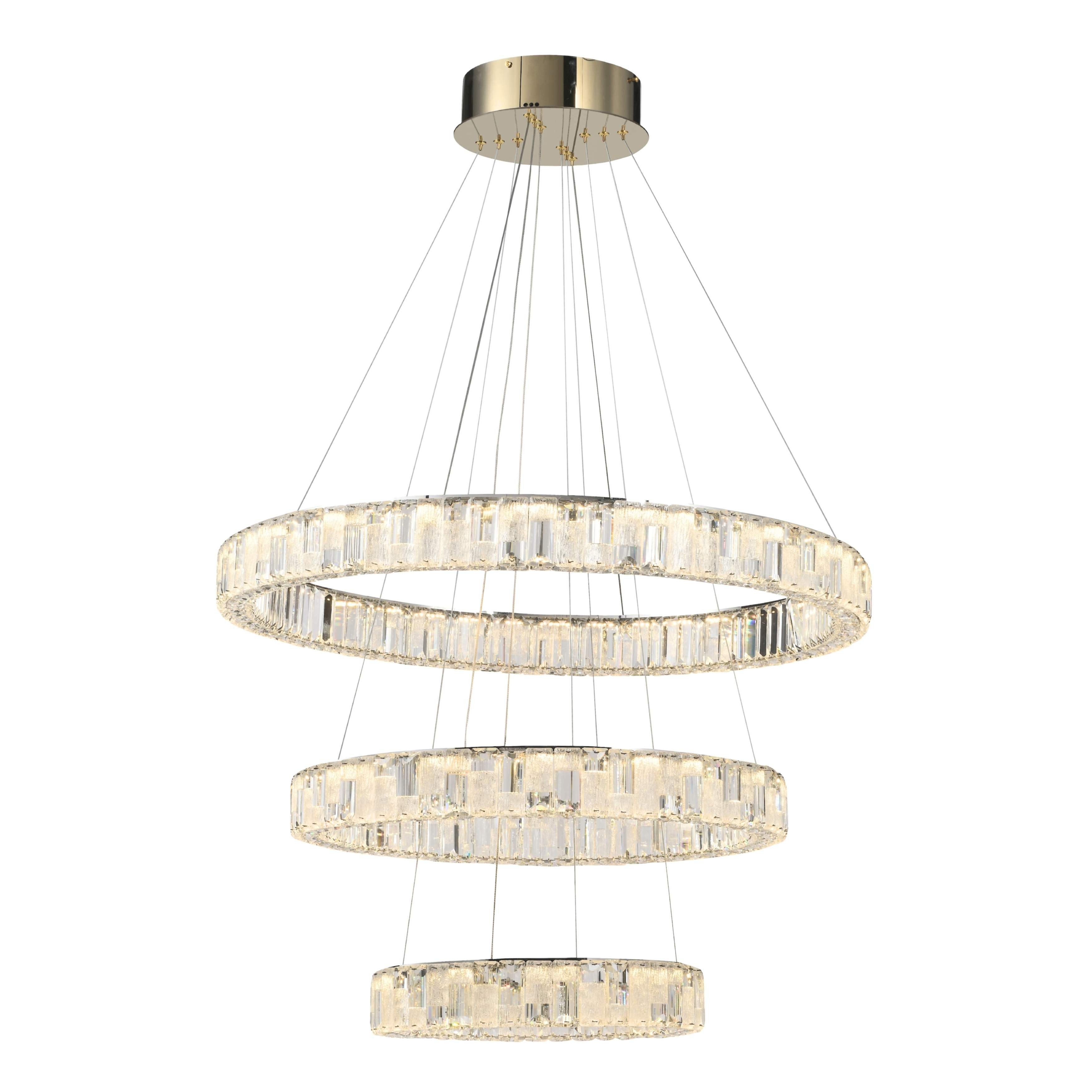 Luzern Three Tiered Gold Crystal 3CCT LED Chandelier