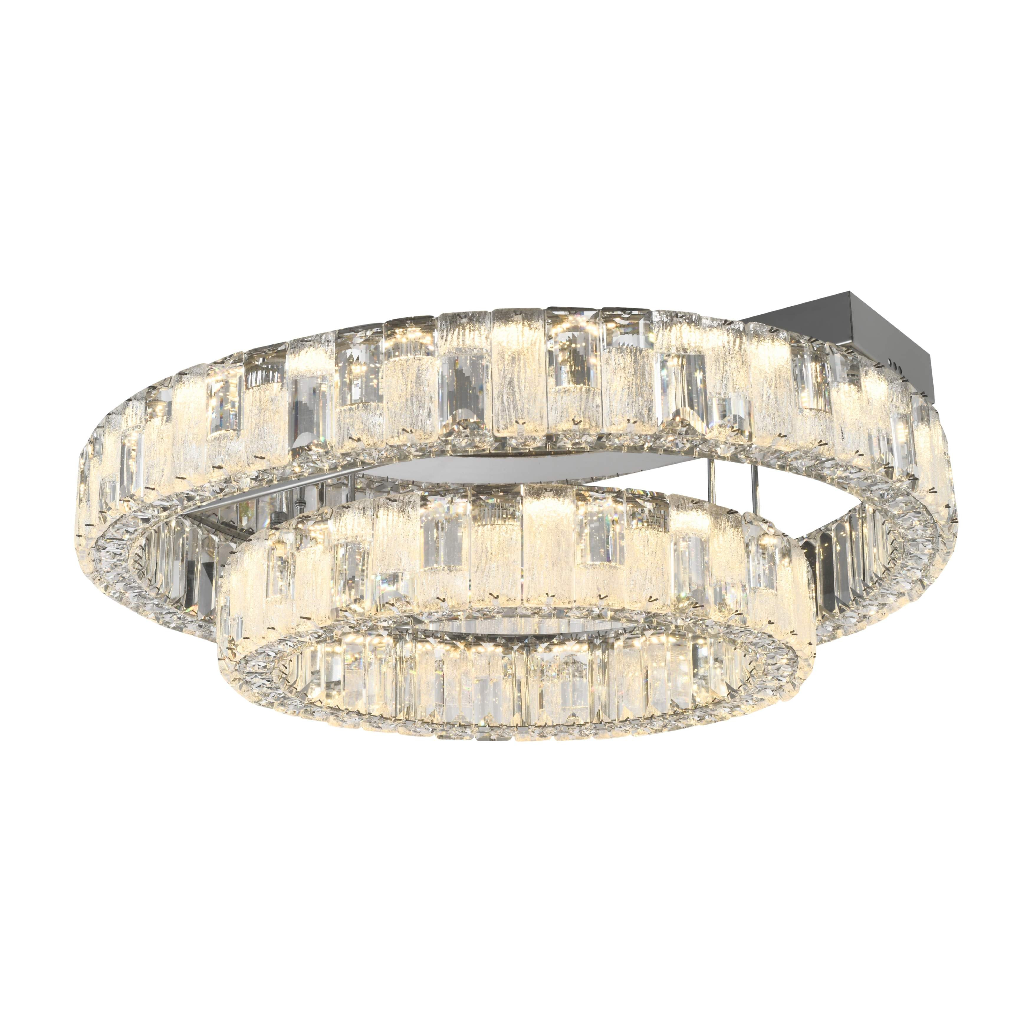 Luzern Two Tiered Chrome Crystal 3CCT LED Close to Ceiling Light