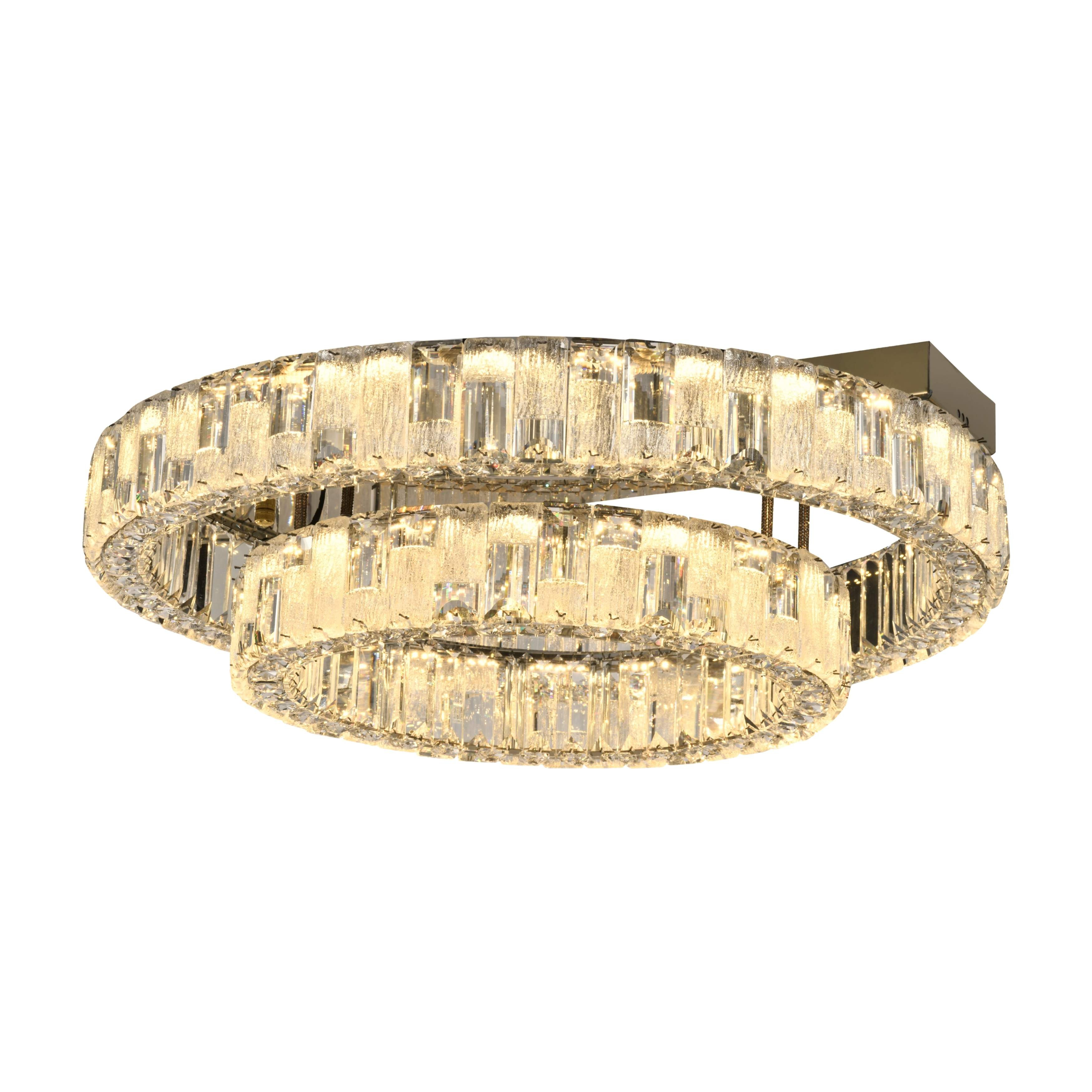 Luzern Two Tiered Gold Crystal 3CCT LED Close to Ceiling Light