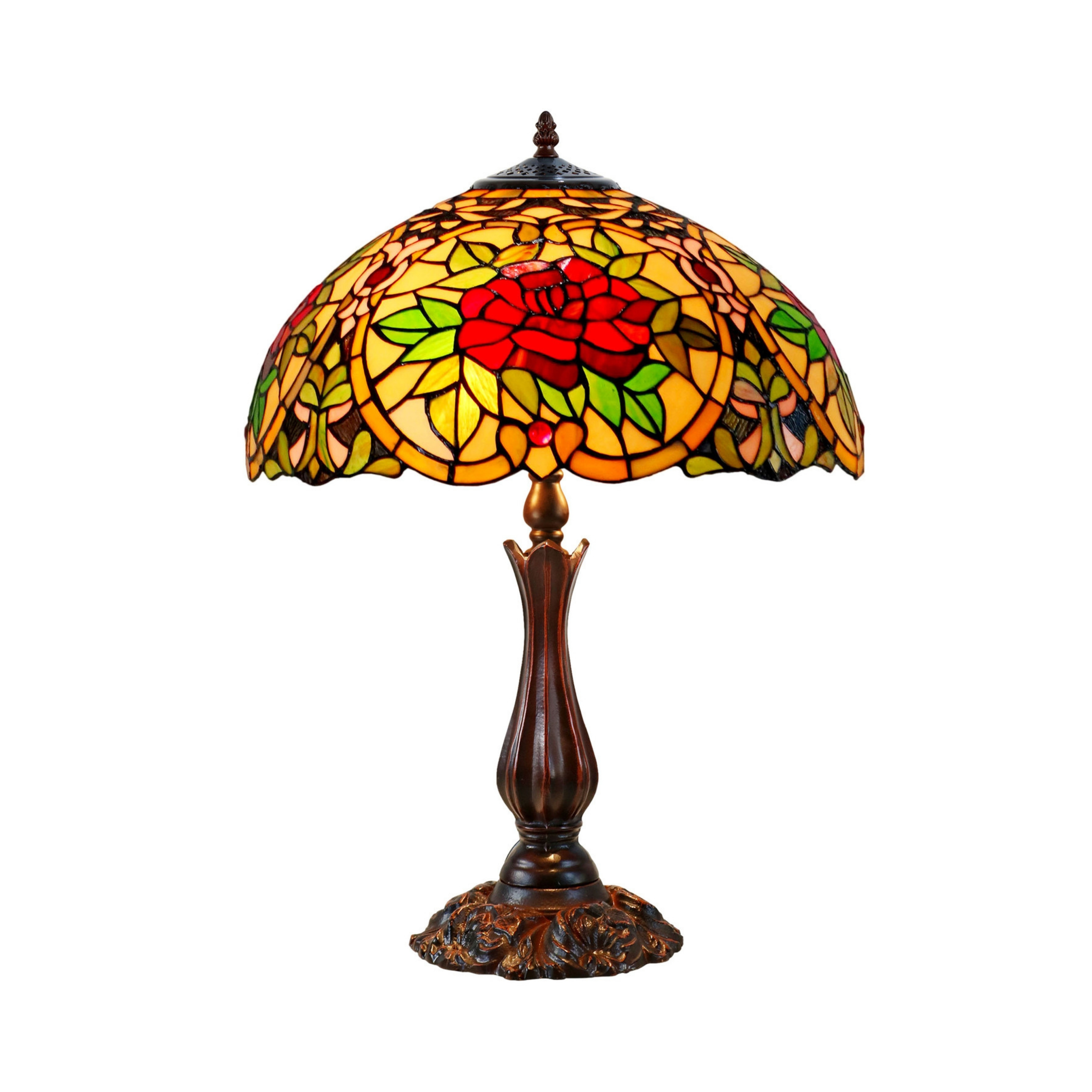 Red Camellia Tiffany Table Lamp