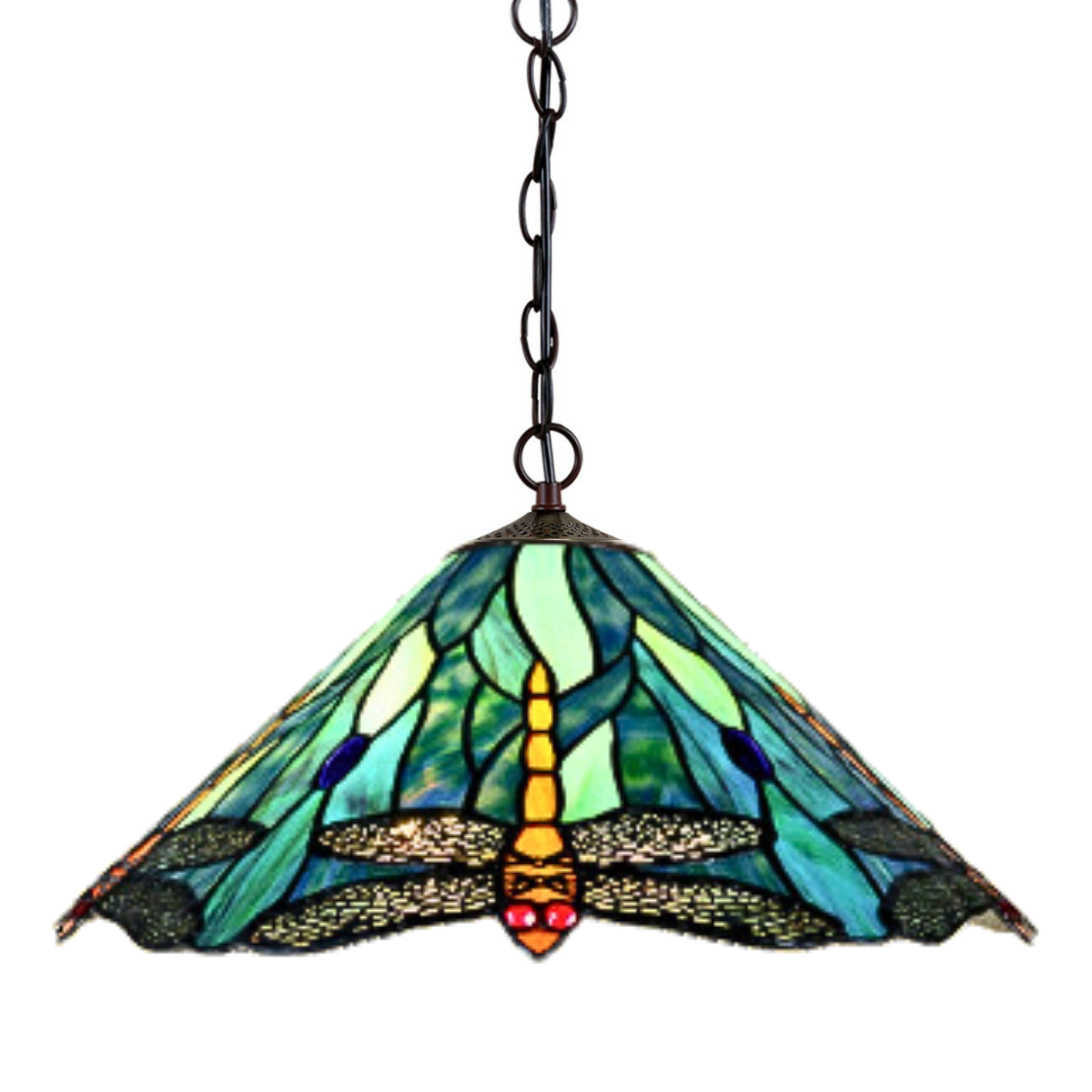 Annika Blue Dragonfly Cone Tiffany Pendant