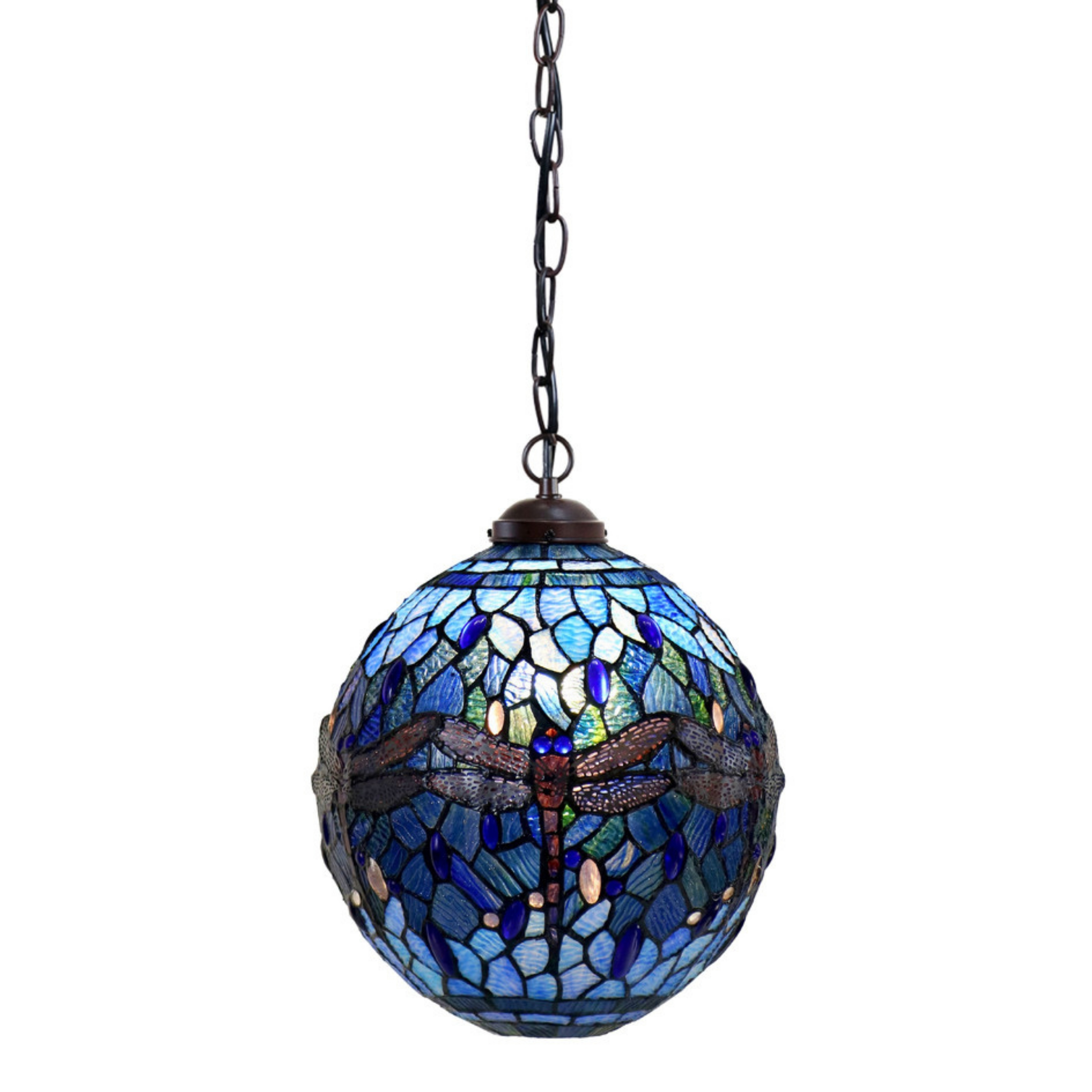 Blue Dragonfly Round Ball Pendant Light