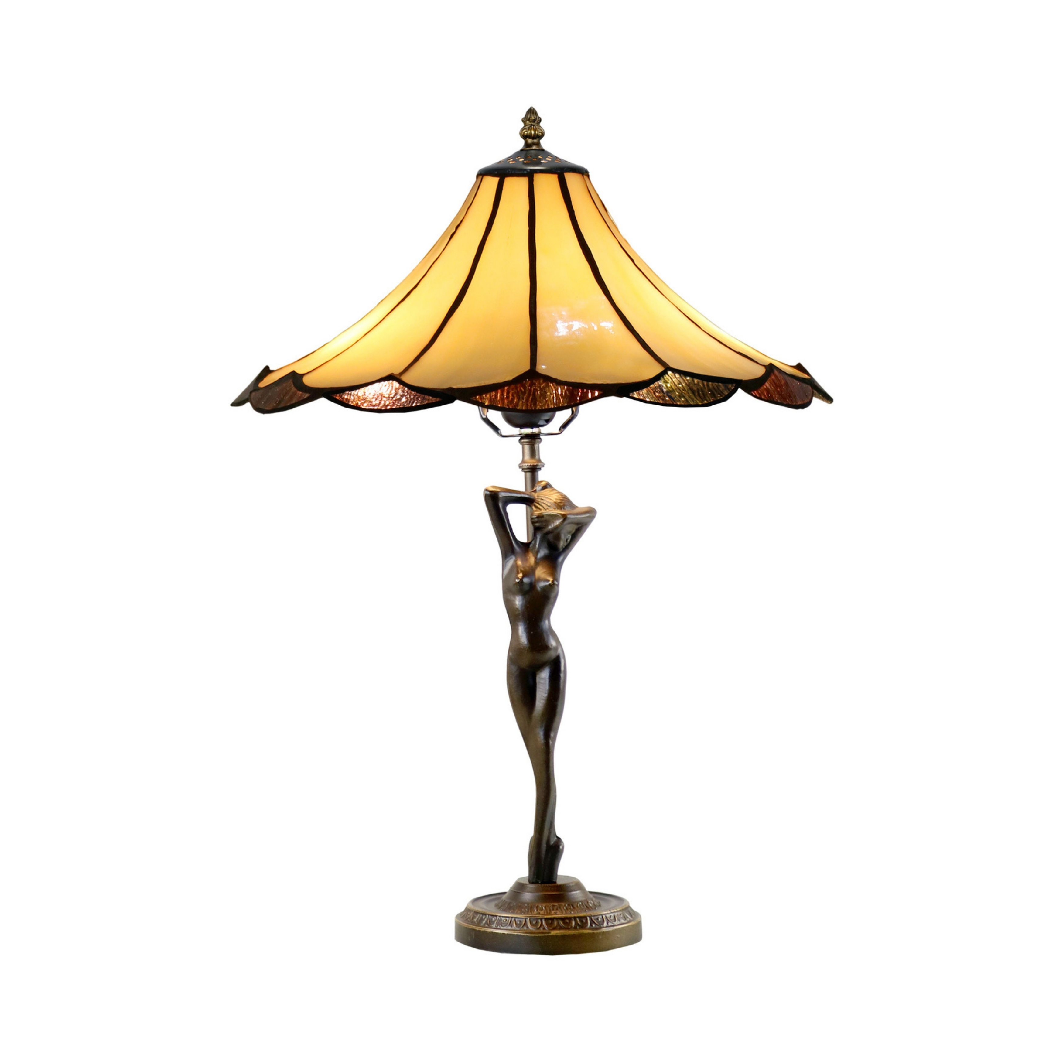 Florence Beige Scalloped Tiffany Table Lamp