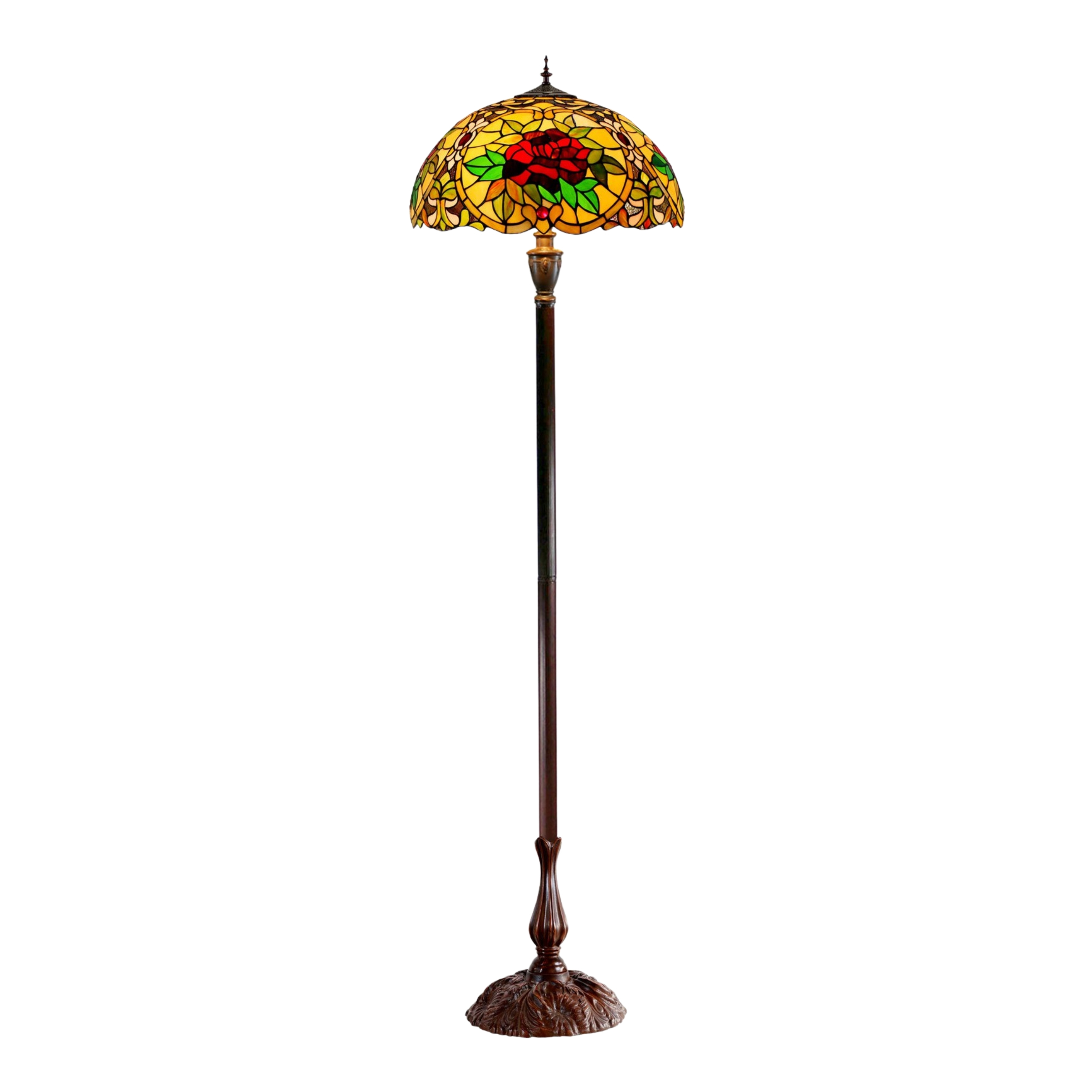 Red Camellia Tiffany Floor Lamp