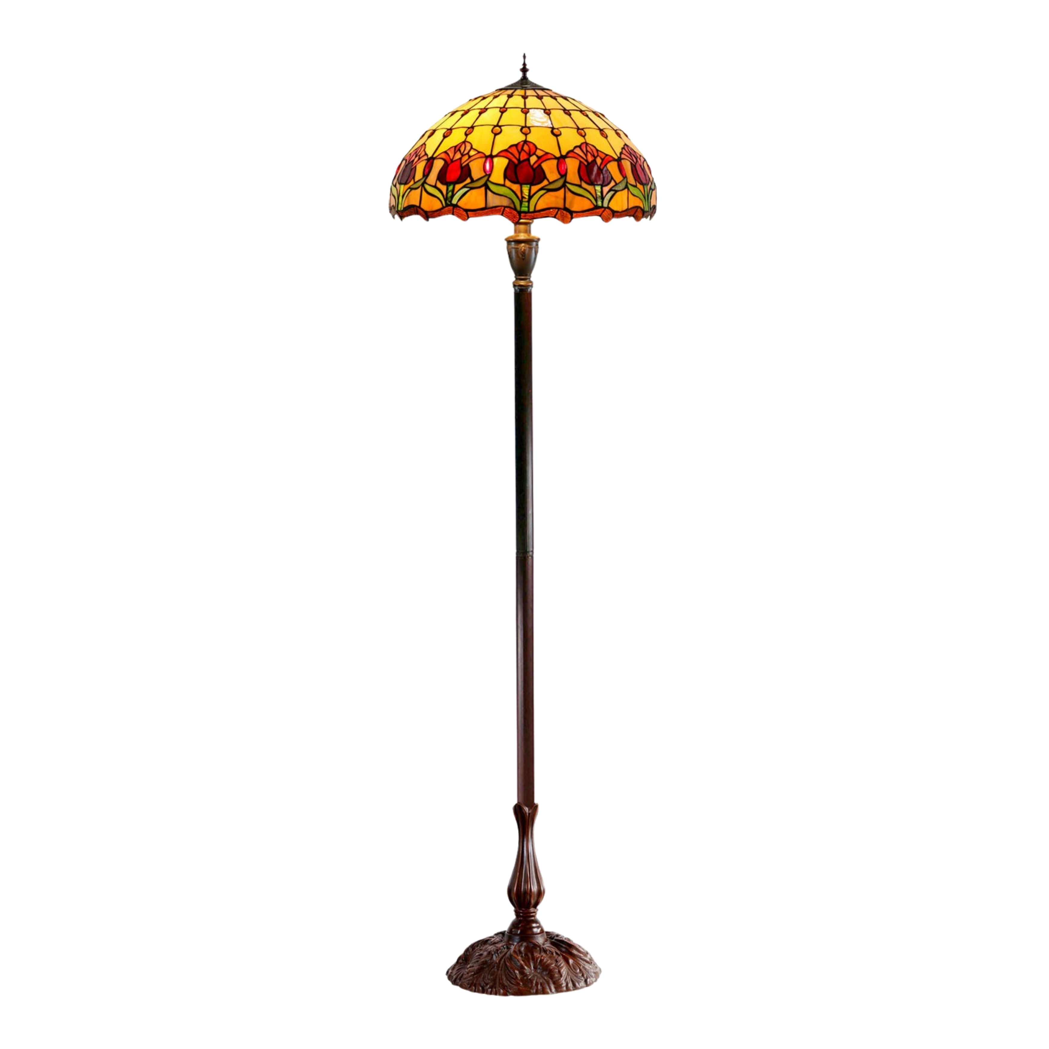 Red Tulip Tiffany Floor Lamp