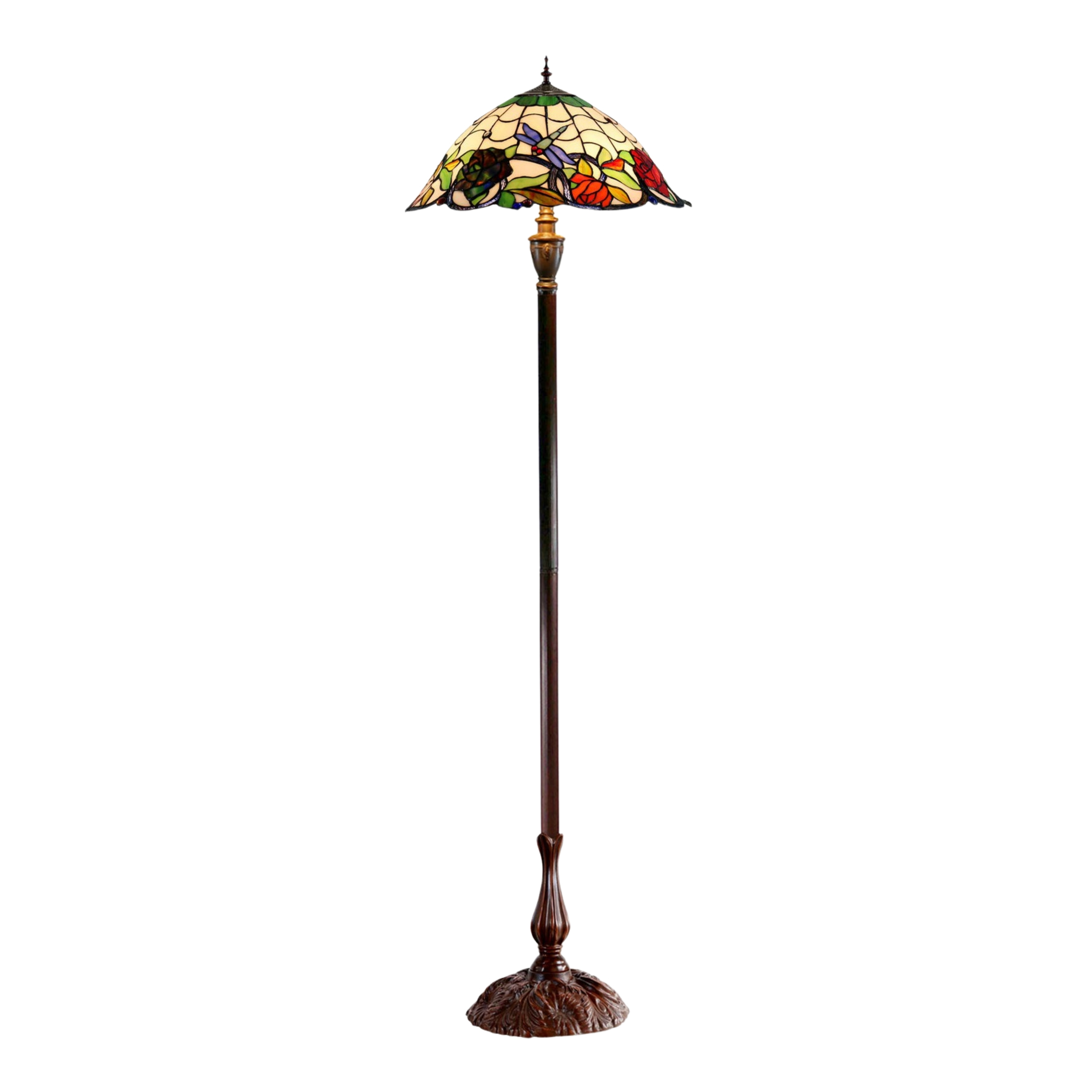 Rose & Dragonfly Tiffany Floor Lamp