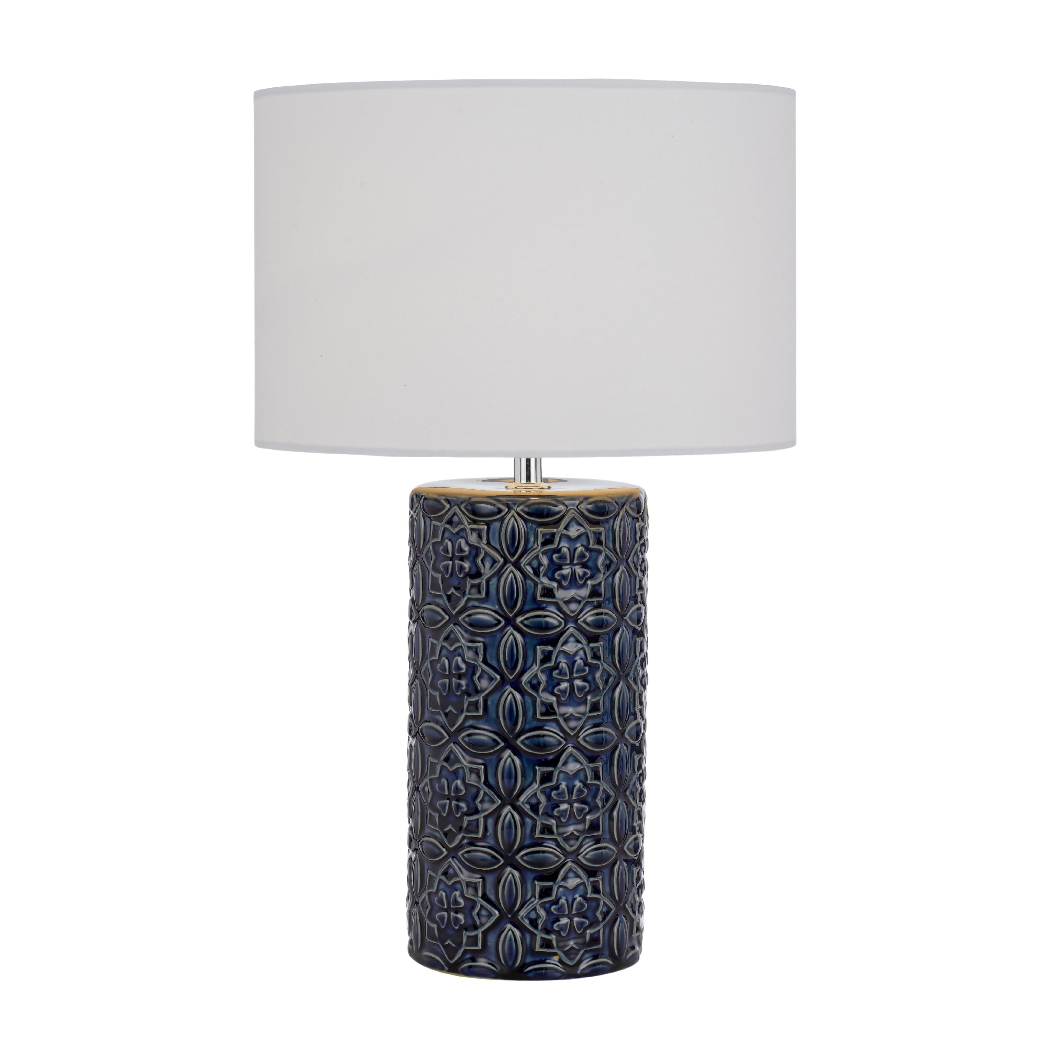 Majuro Blue Glaze Geometric Floral Ceramic Table Lamp