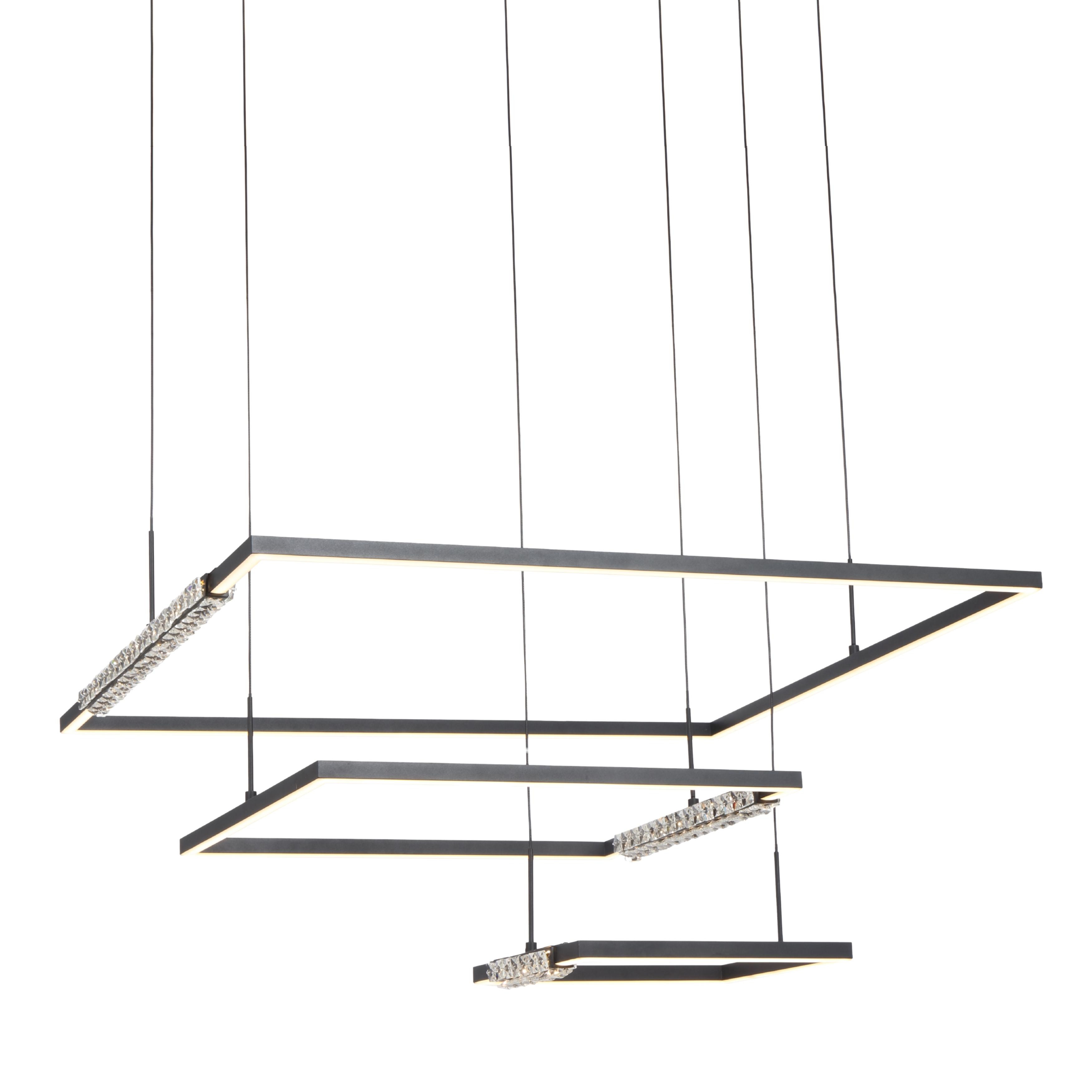 Melzo Three Tiered Black 3CCT LED Square Chandelier