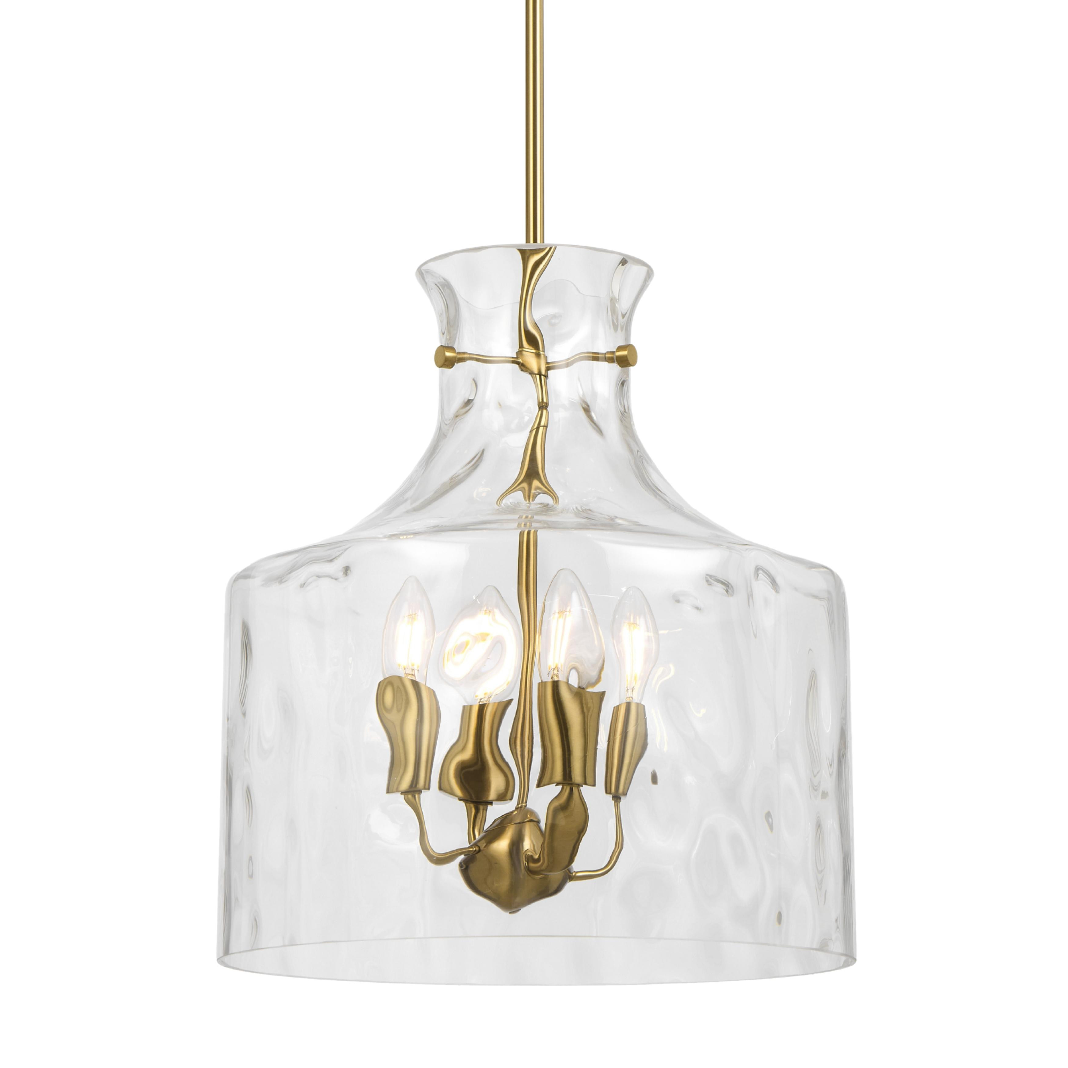 Nampa Antique Gold Hammered Glass Quad Light Pendant