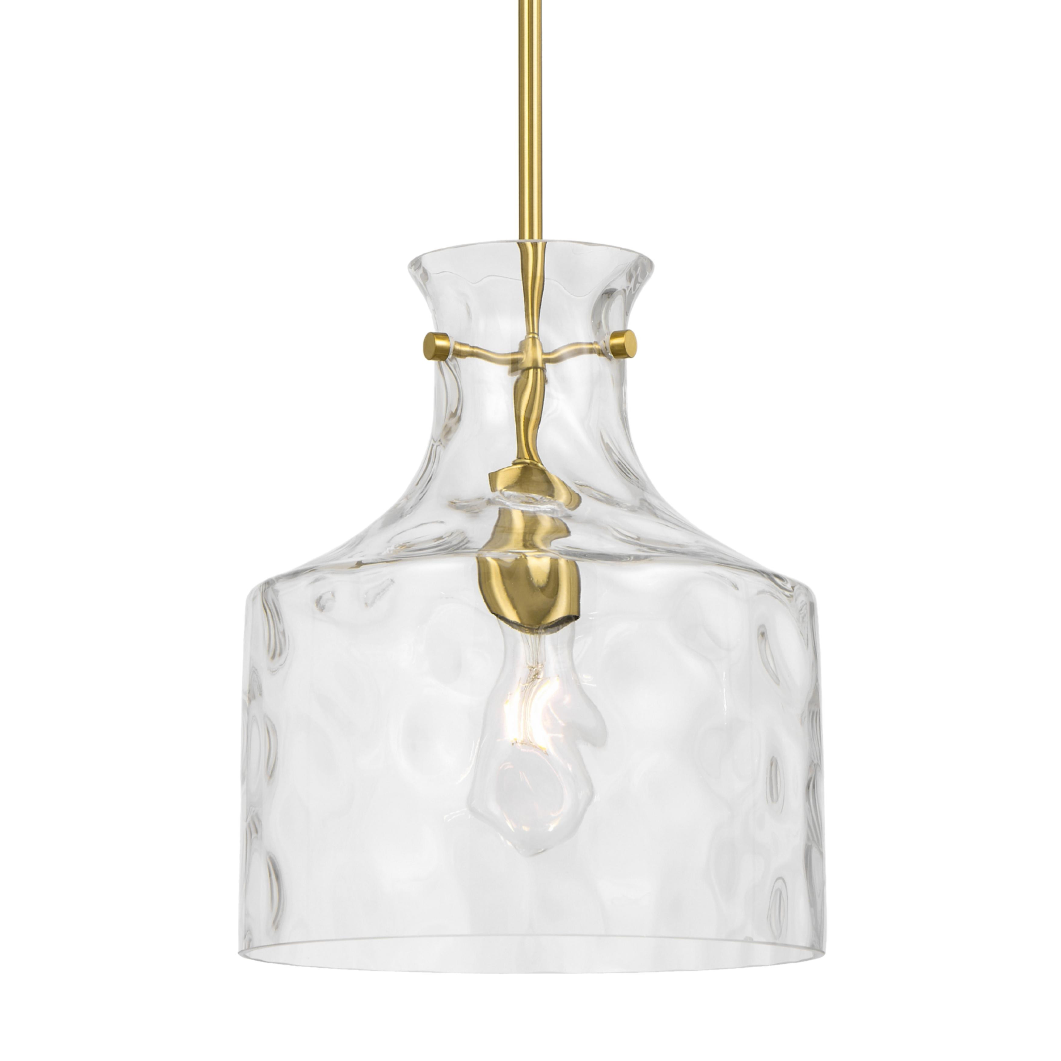 Nampa Antique Gold Hammered Glass Solo Pendant Light