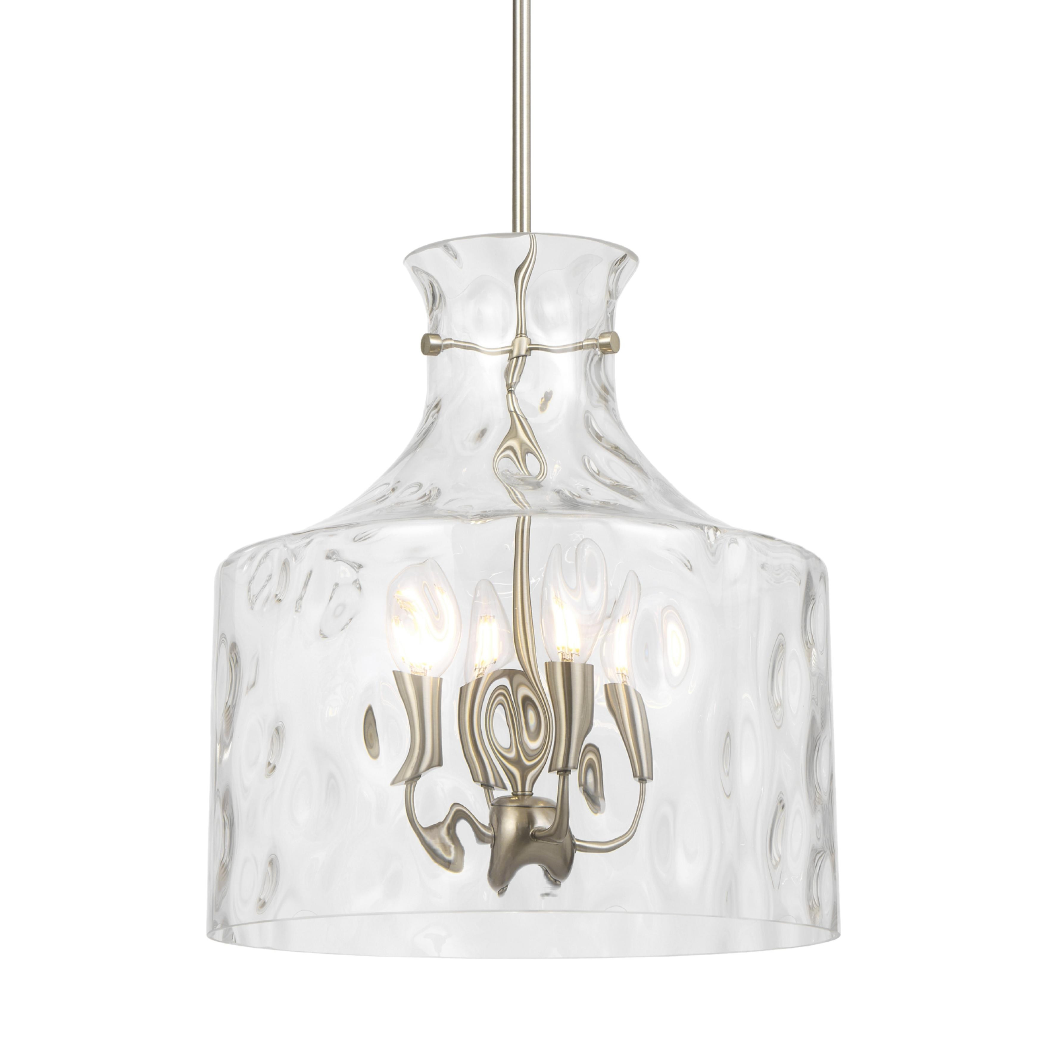 Nampa Matt Nickel Hammered Glass Quad Light Pendant