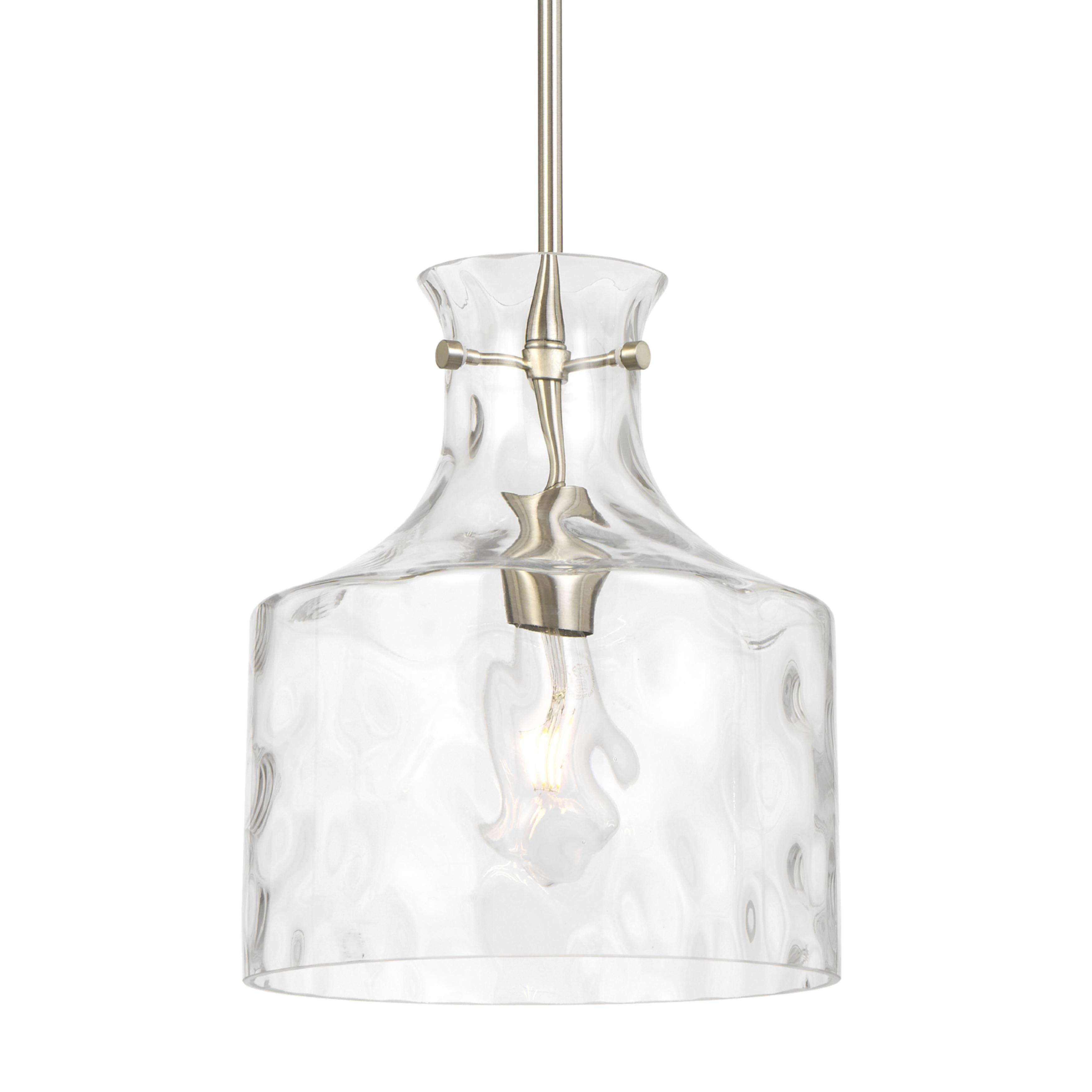 Nampa Matt Nickel Hammered Glass Solo Pendant Light